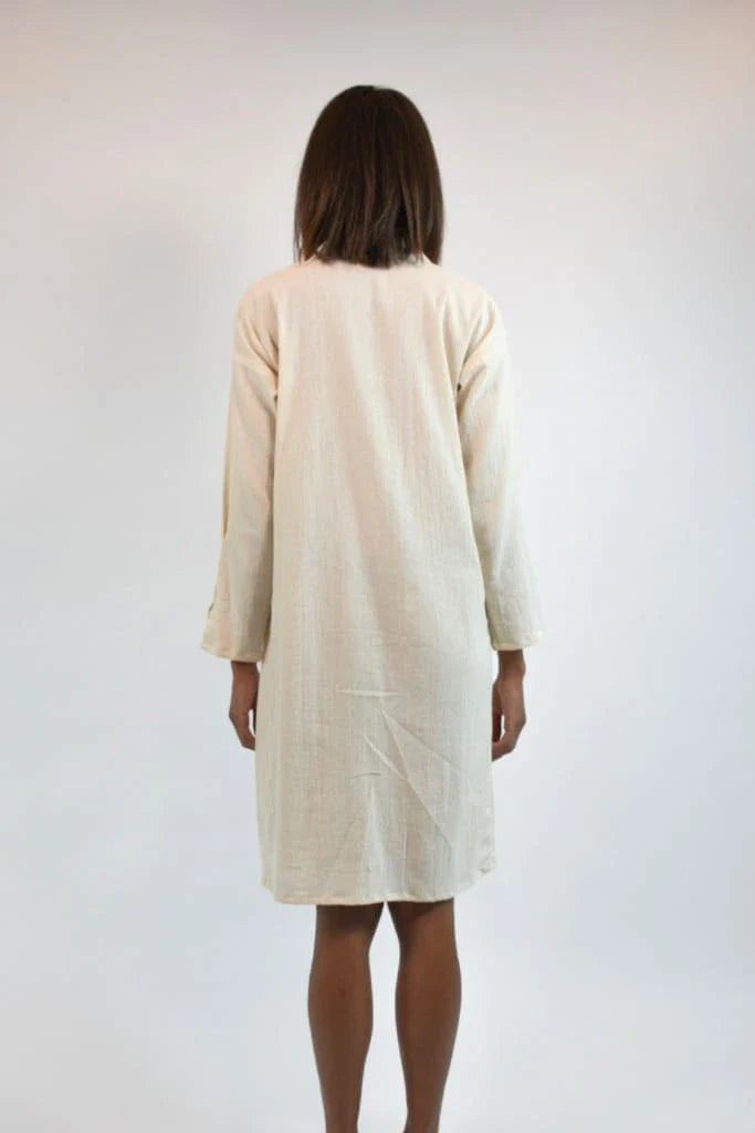 Cream Eunomia Dress in organic & Handwoven Shile by White Canvas - Image 4
