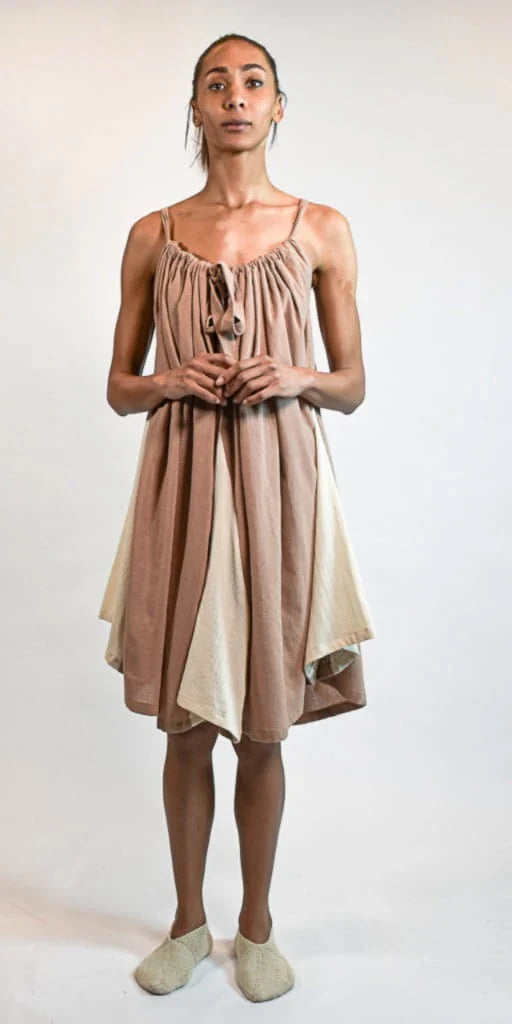 Nude Flora Dress in organic & Handwoven Shile by White Canvas - Image 1