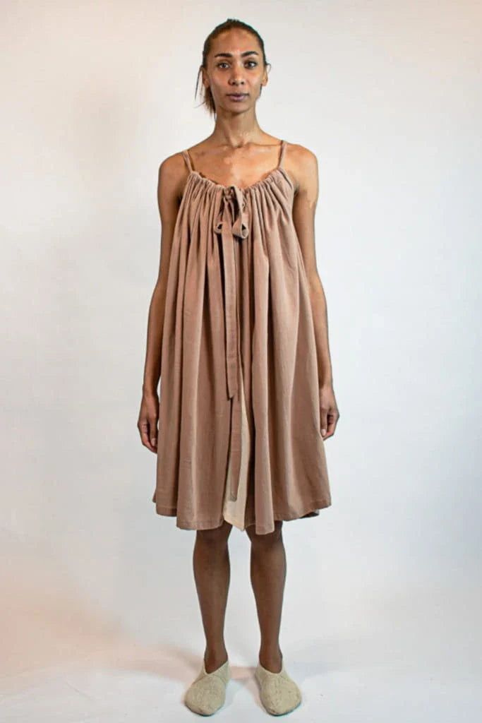 Nude Flora Dress in organic & Handwoven Shile by White Canvas - Image 2