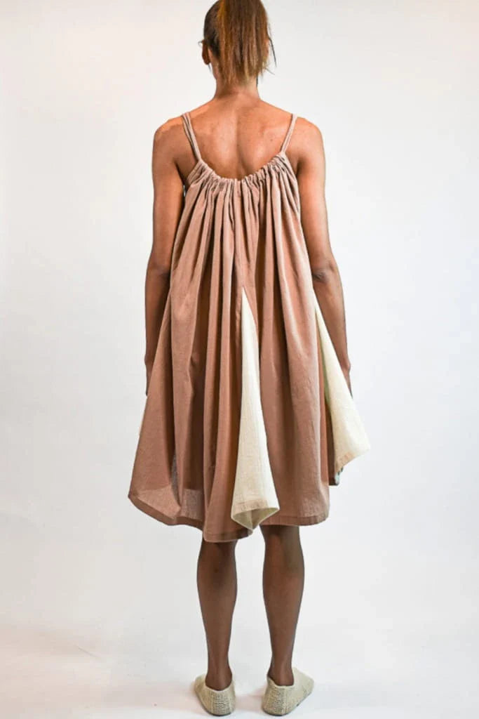 Nude Flora Dress in organic & Handwoven Shile by White Canvas - Image 3