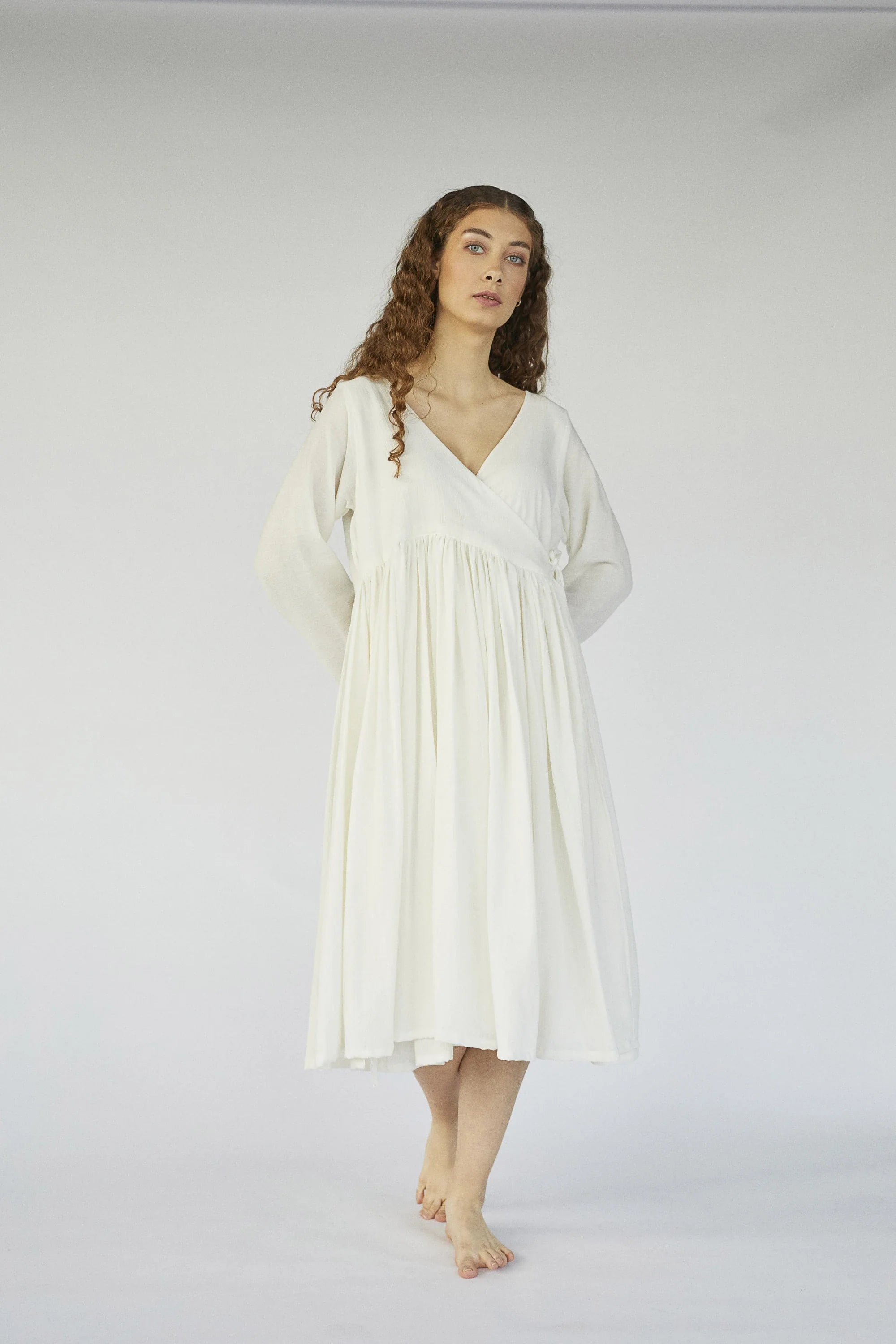 White Gemini Dress in organic & Handwoven Shile by White Canvas - Image 1