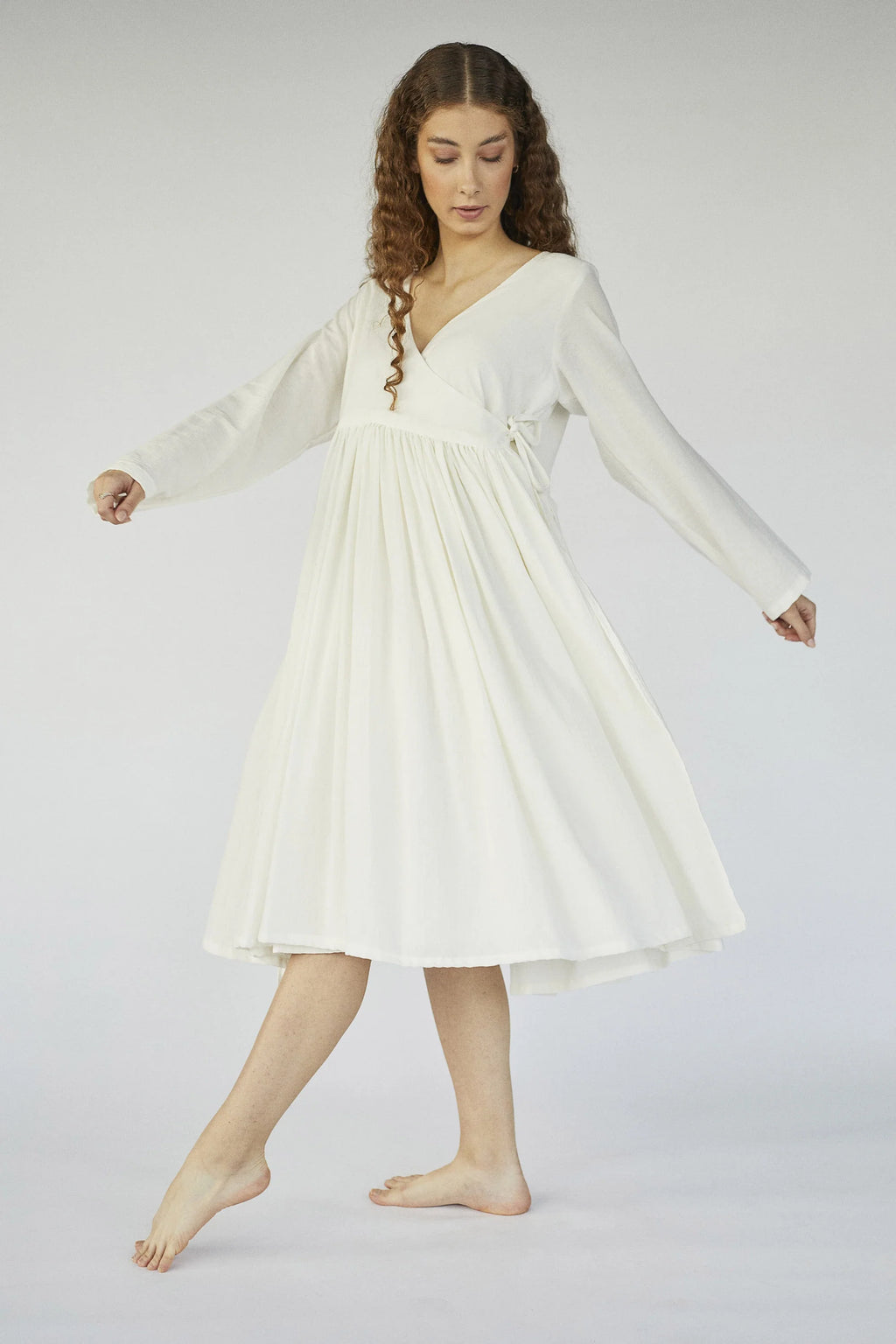 White Gemini Dress in organic & Handwoven Shile by White Canvas - Image 2