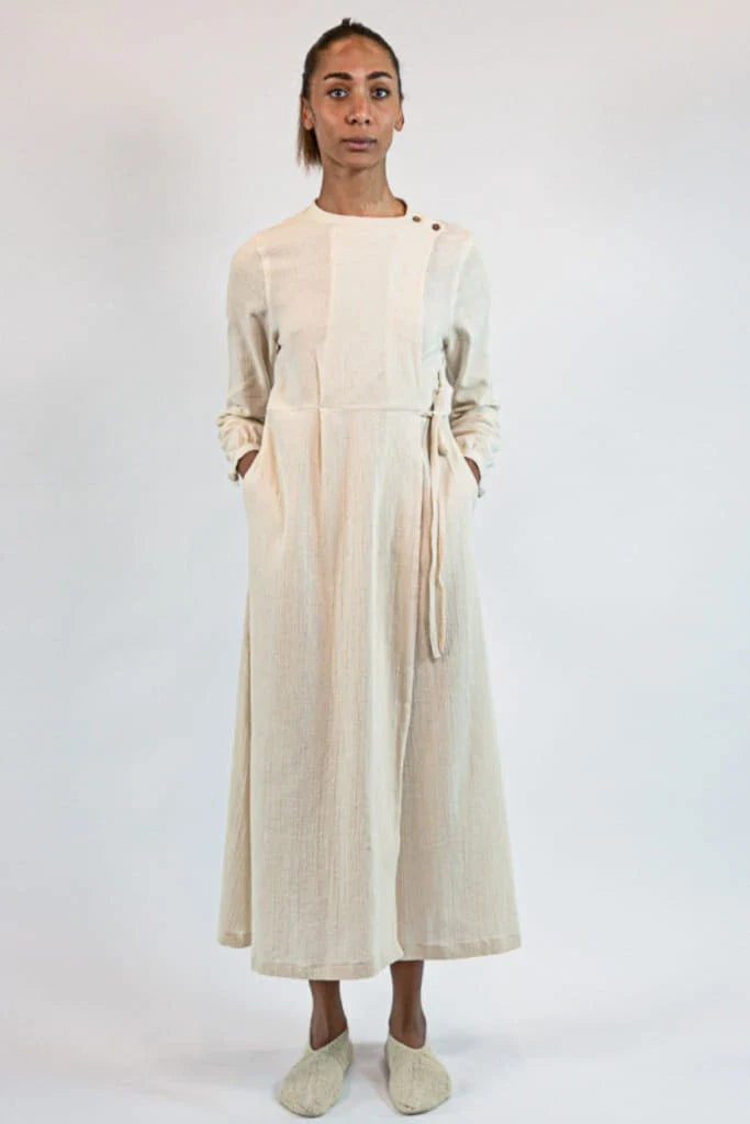 Cream Metis Dress in organic & Handwoven Shile by White Canvas - Image 1
