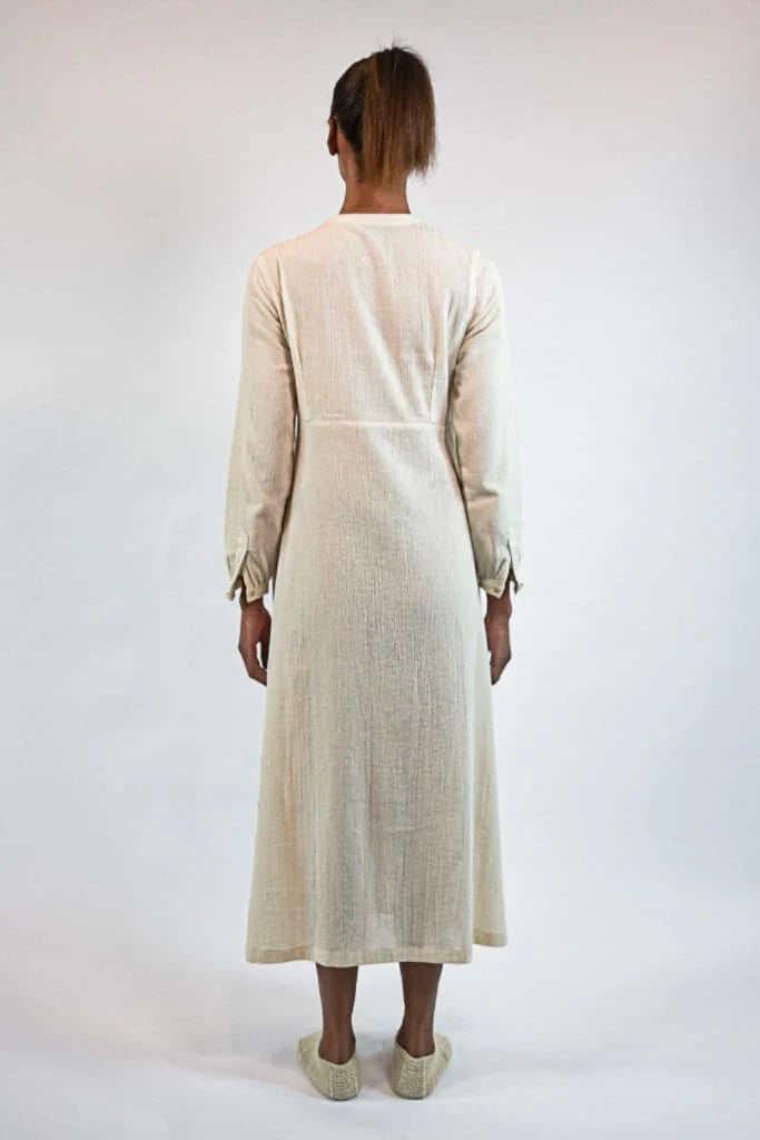 Cream Metis Dress in organic & Handwoven Shile by White Canvas - Image 4