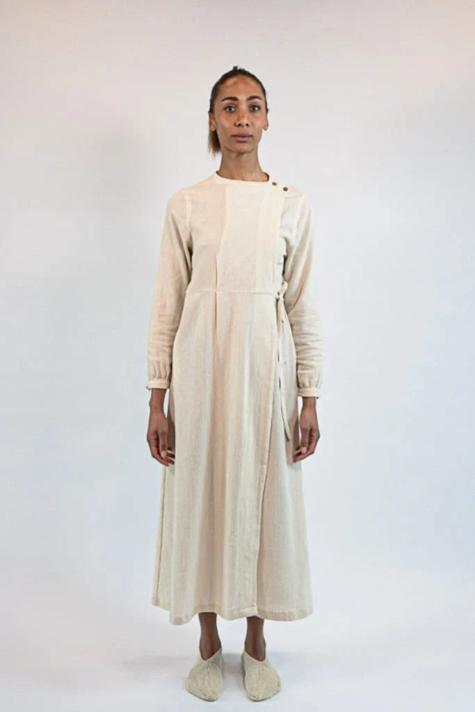 Cream Metis Dress in organic & Handwoven Shile by White Canvas - Image 5