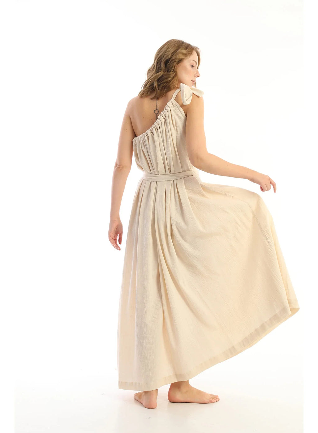 Cream Madee Dress in organic & Handwoven Shile by White Canvas - Image 2