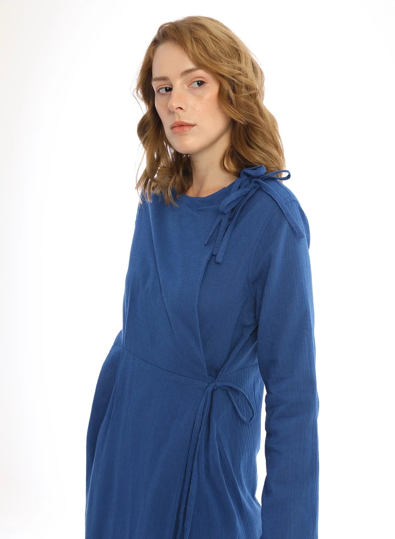 Blue Nan Dress in organic & Handwoven Shile by White Canvas - Image 2