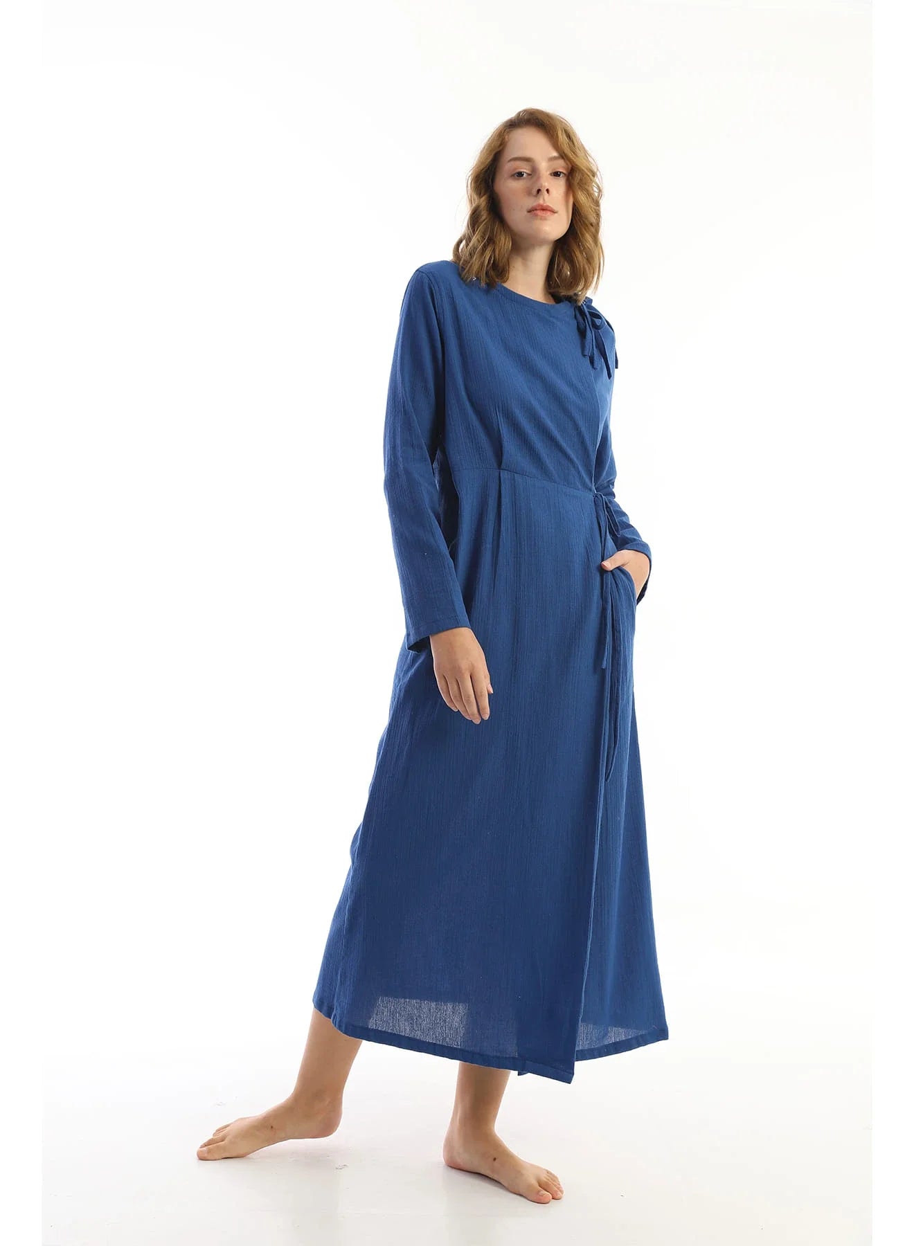 Blue Nan Dress in organic & Handwoven Shile by White Canvas - Image 6