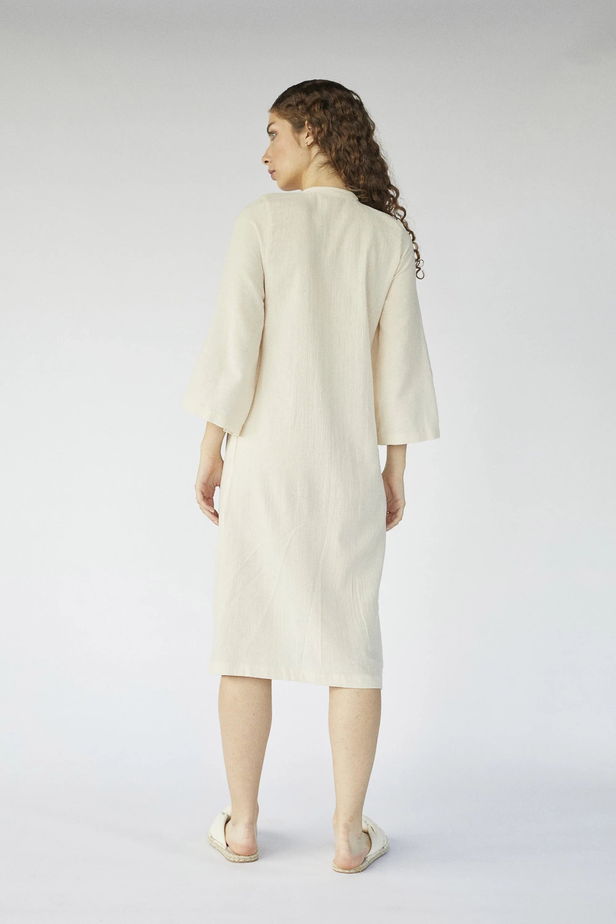 Cream Pavo Dress in organic & Handwoven Shile by White Canvas - Image 5
