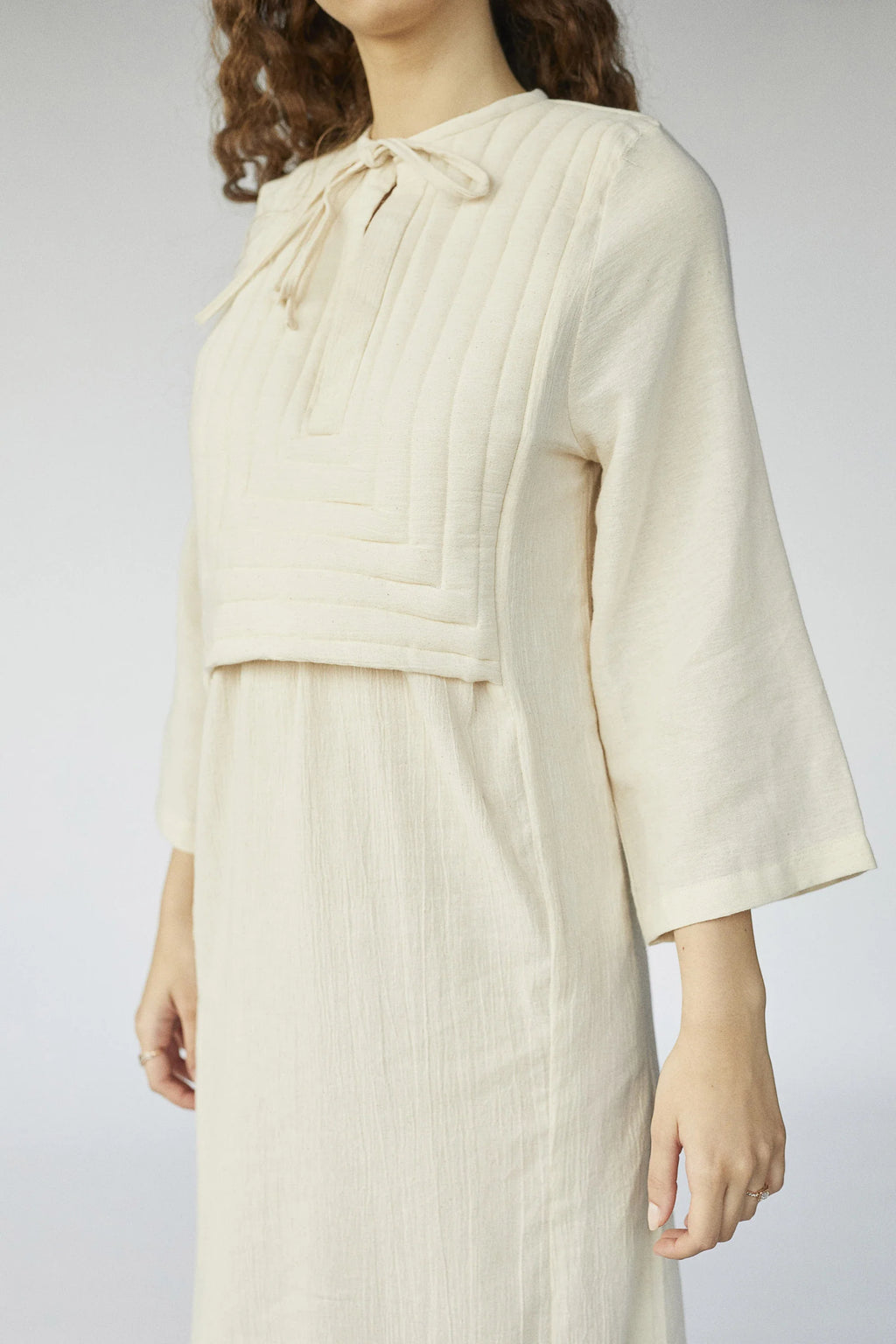 Cream Pavo Dress in organic & Handwoven Shile by White Canvas - Image 6