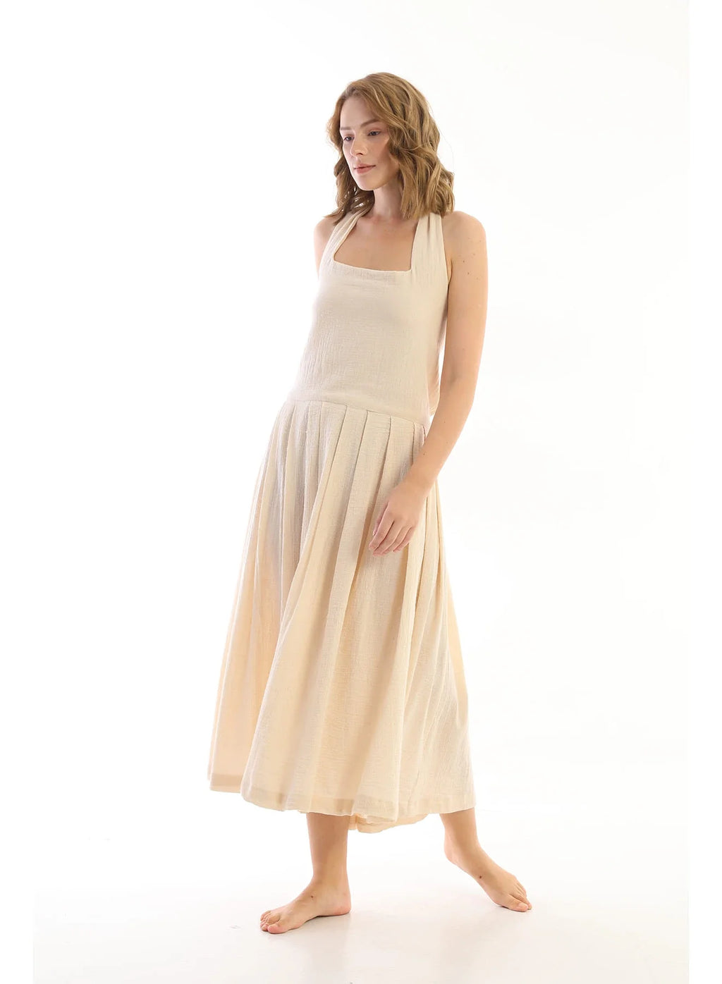 Cream Phawta Dress in organic & Handwoven Shile by White Canvas - Image 2