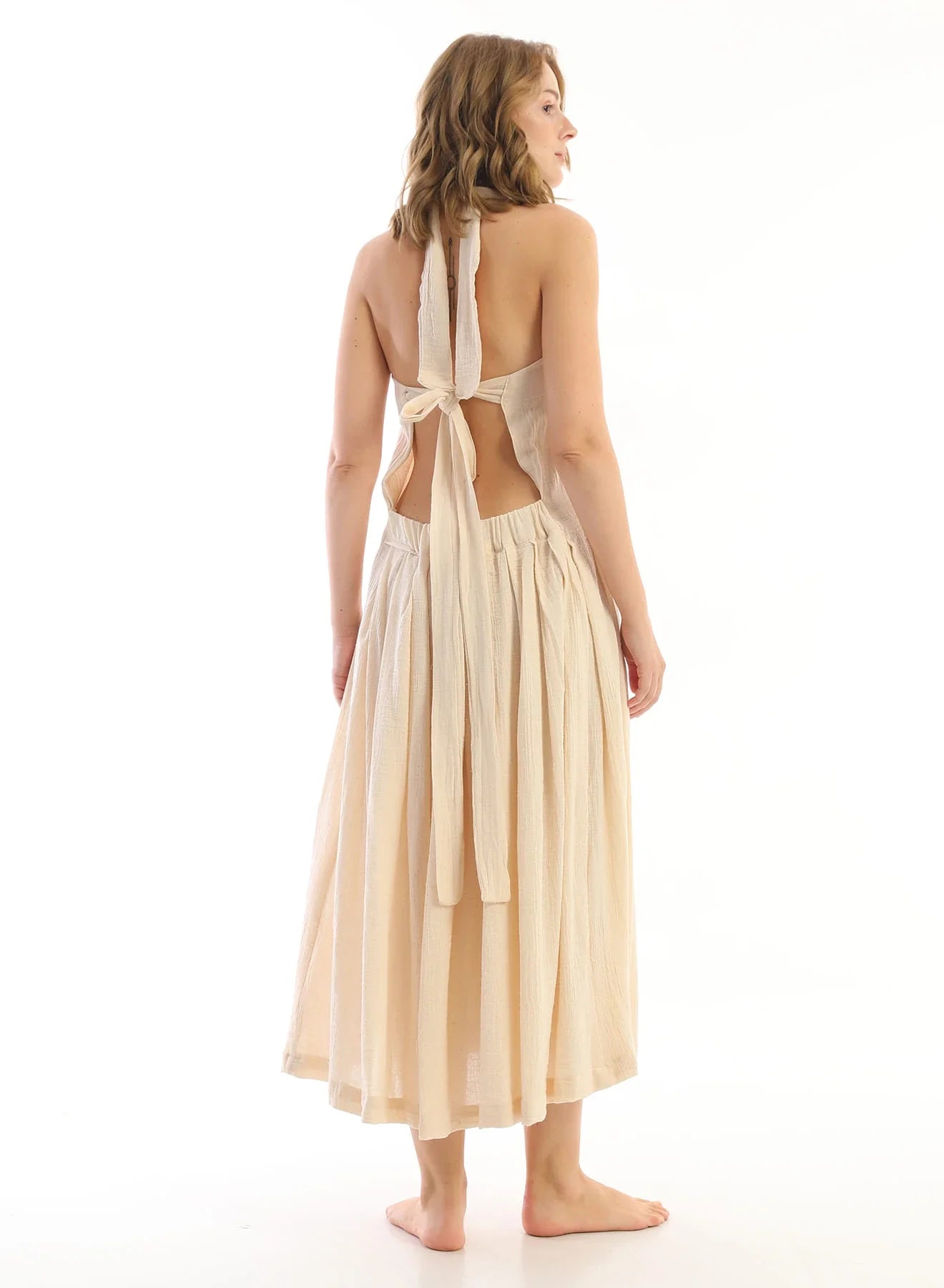 Cream Phawta Dress in organic & Handwoven Shile by White Canvas - Image 3