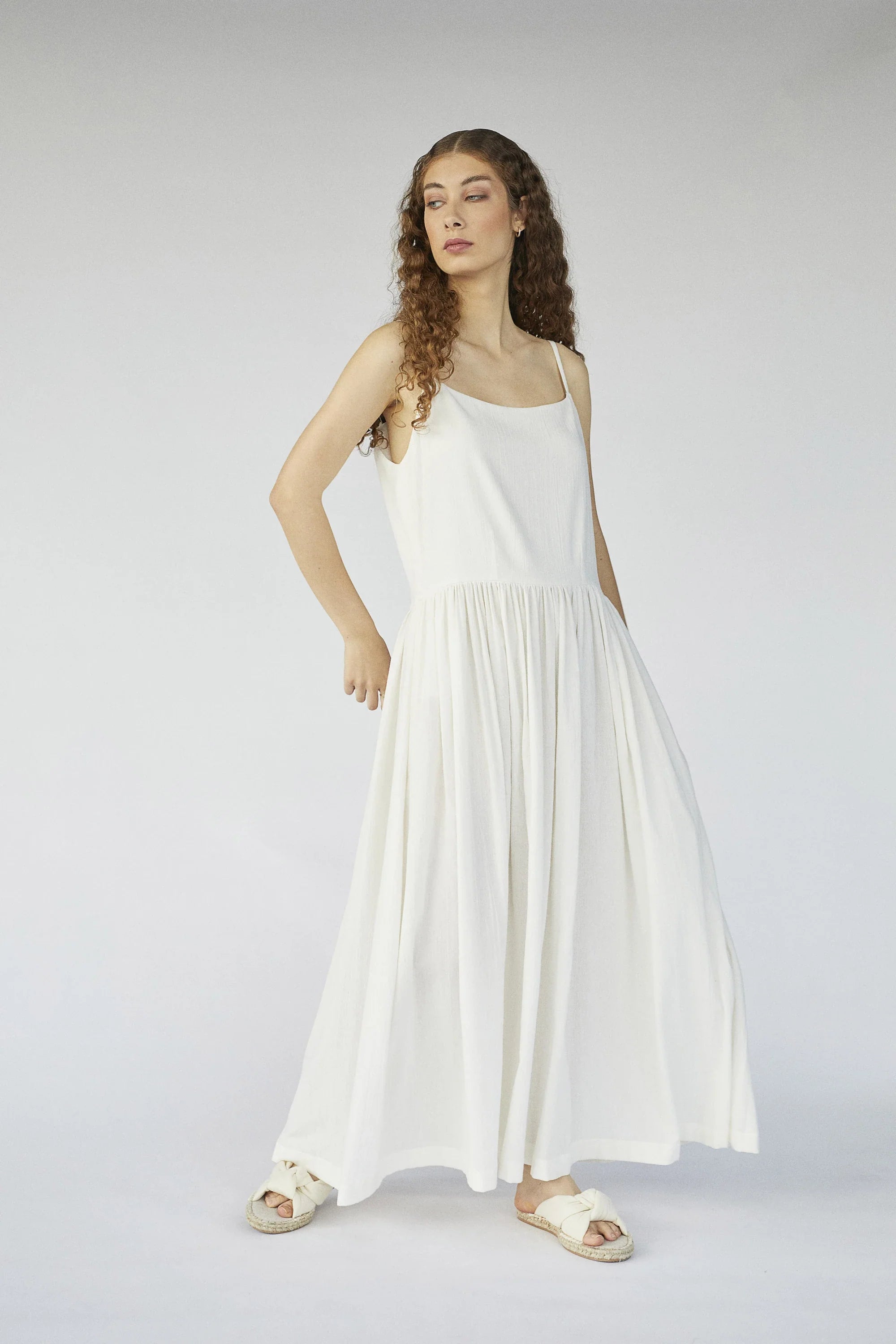 White Pisces Dress in organic & Handwoven Shile by White Canvas - Image 1