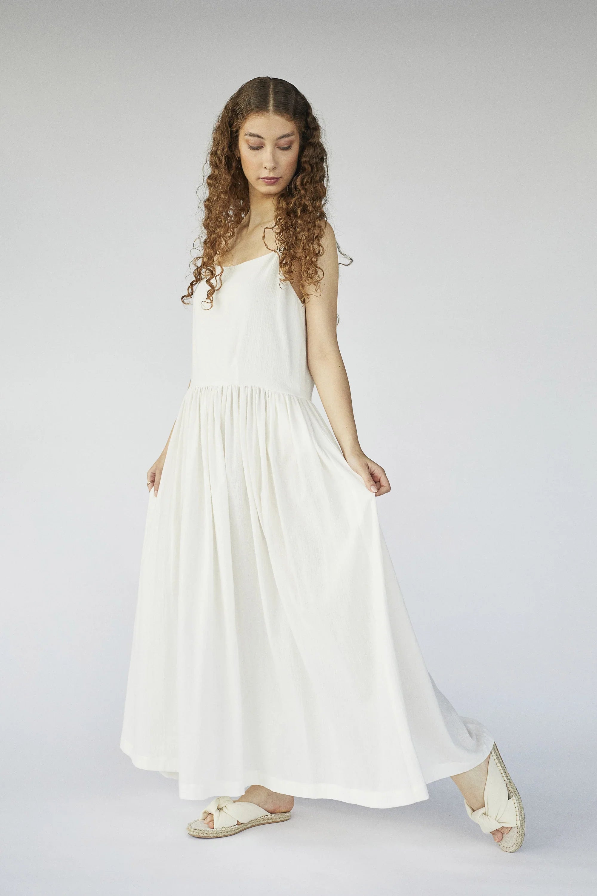 White Pisces Dress in organic & Handwoven Shile by White Canvas - Image 4