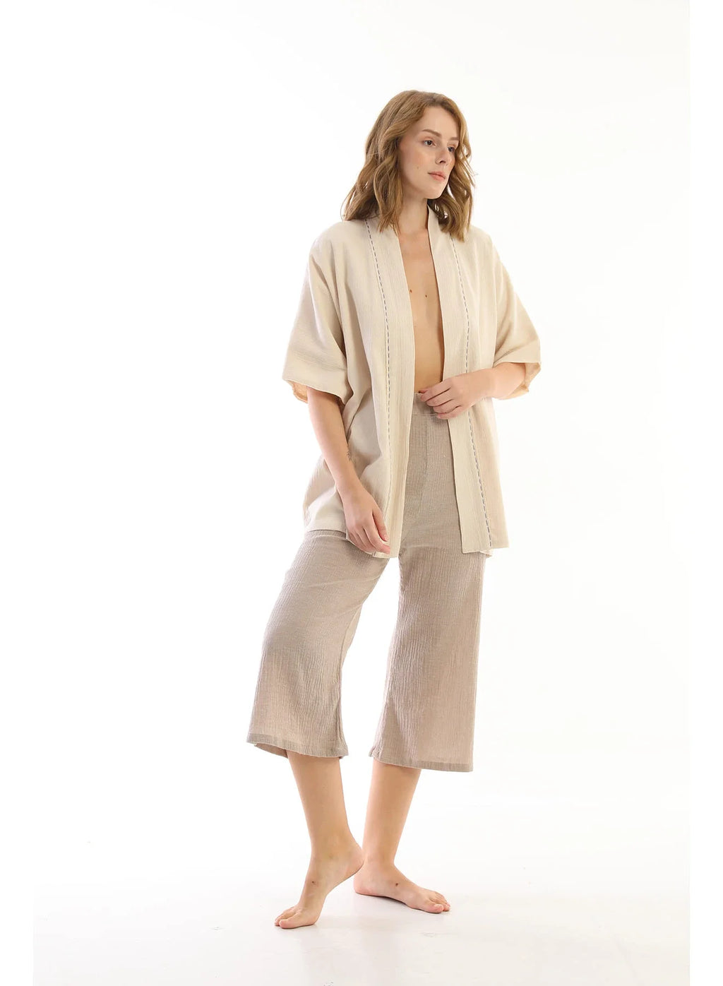 Cream Shile Jacket in organic & Handwoven Shile by White Canvas - Image 1