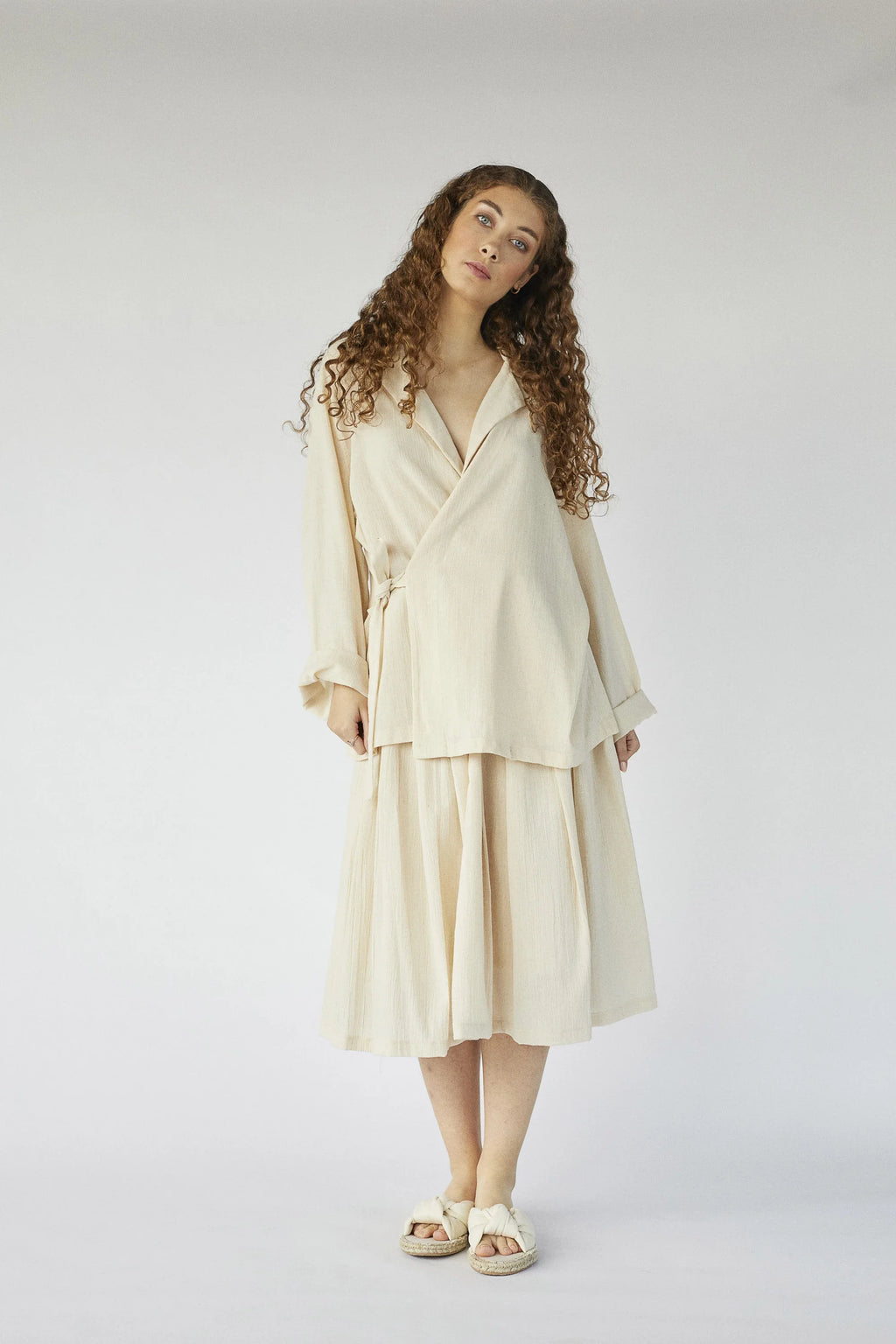 Cream Virgo Jacket in organic & Handwoven Shile by White Canvas - Image 1