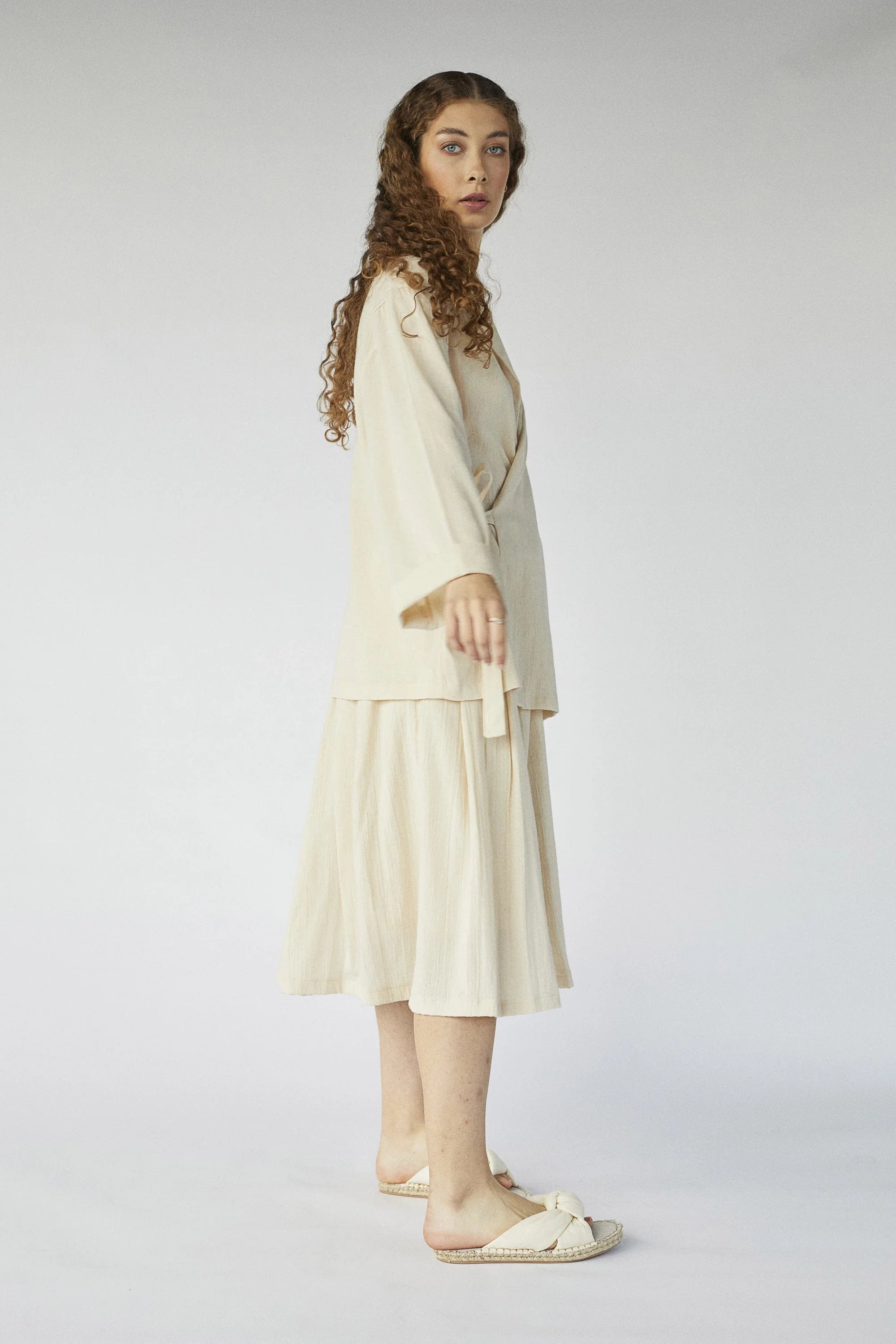 Cream Virgo Jacket in organic & Handwoven Shile by White Canvas - Image 3