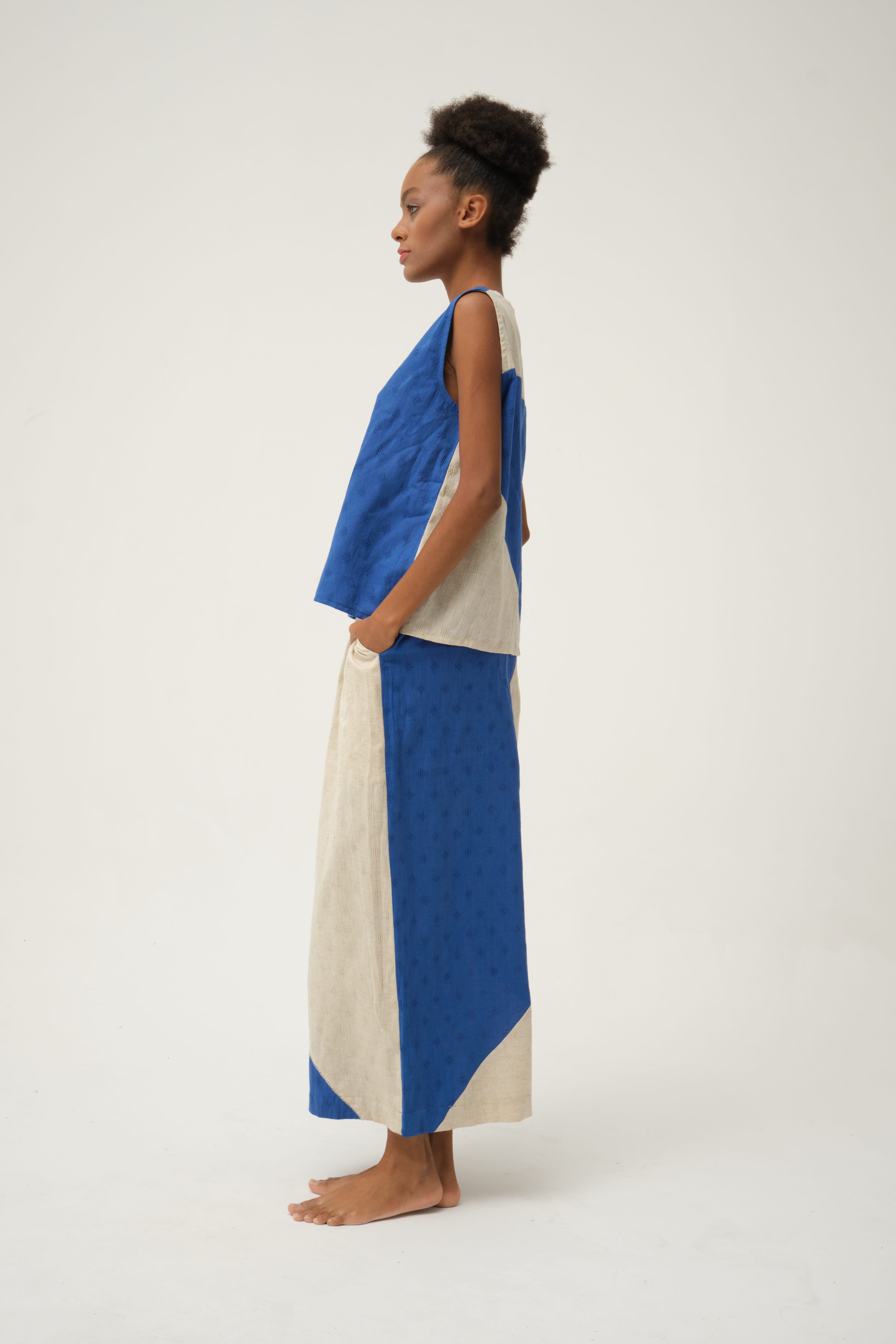 Blue Bunny Top in handwoven Dobby Cotton by White Canvas - Image 2