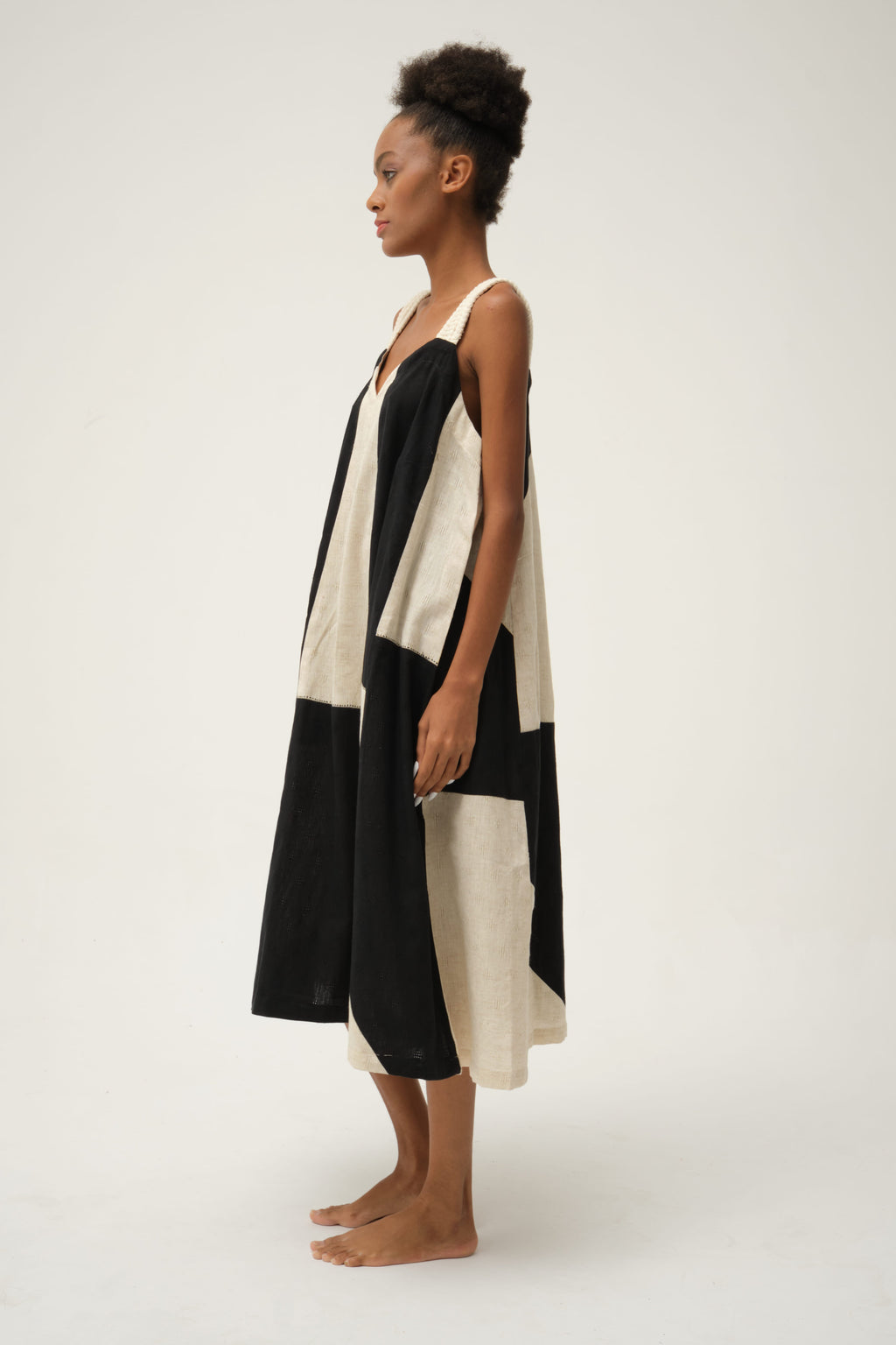 Black Charlie Dress in handwoven Dobby Cotton by White Canvas - Image 2