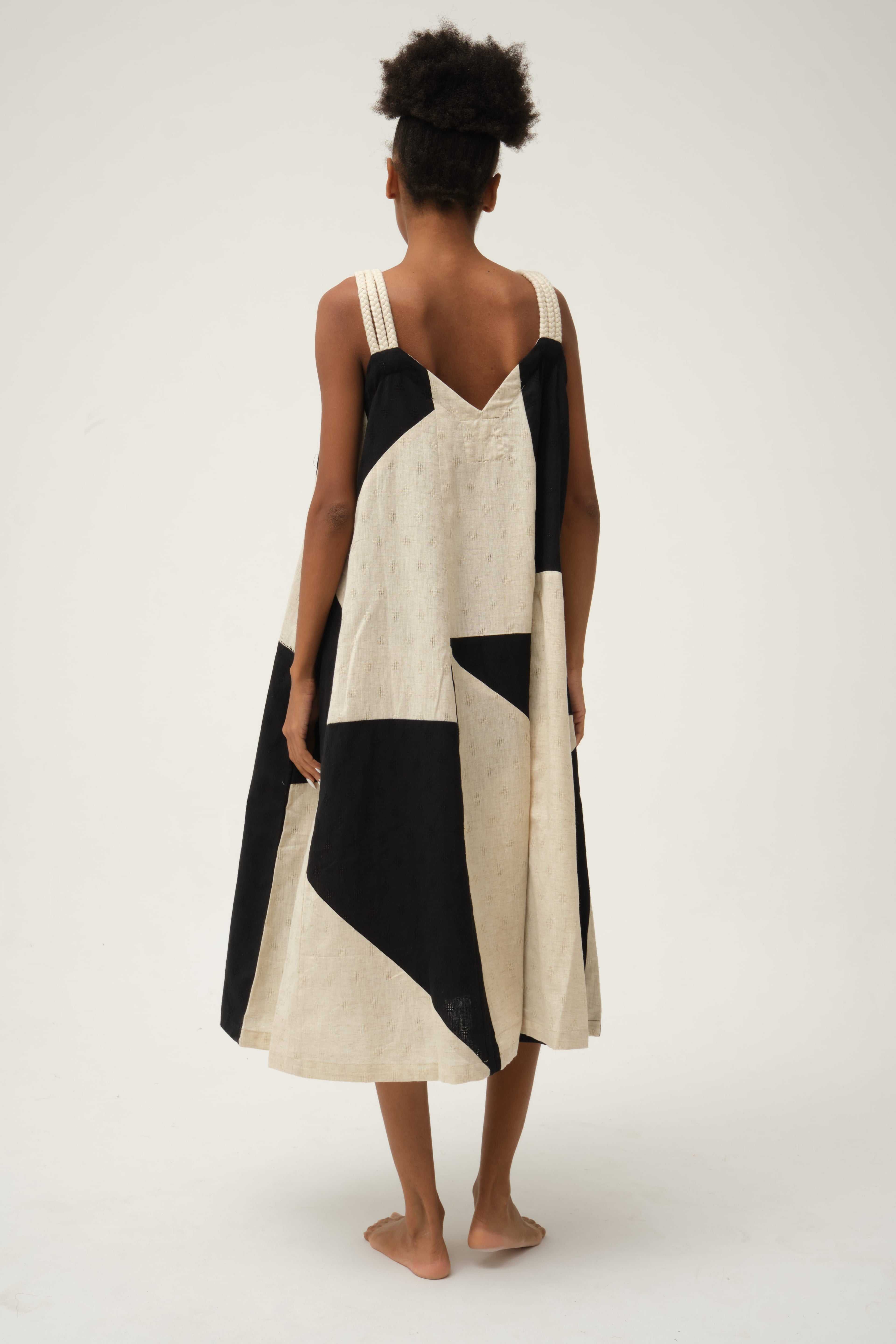 Black Charlie Dress in handwoven Dobby Cotton by White Canvas - Image 3