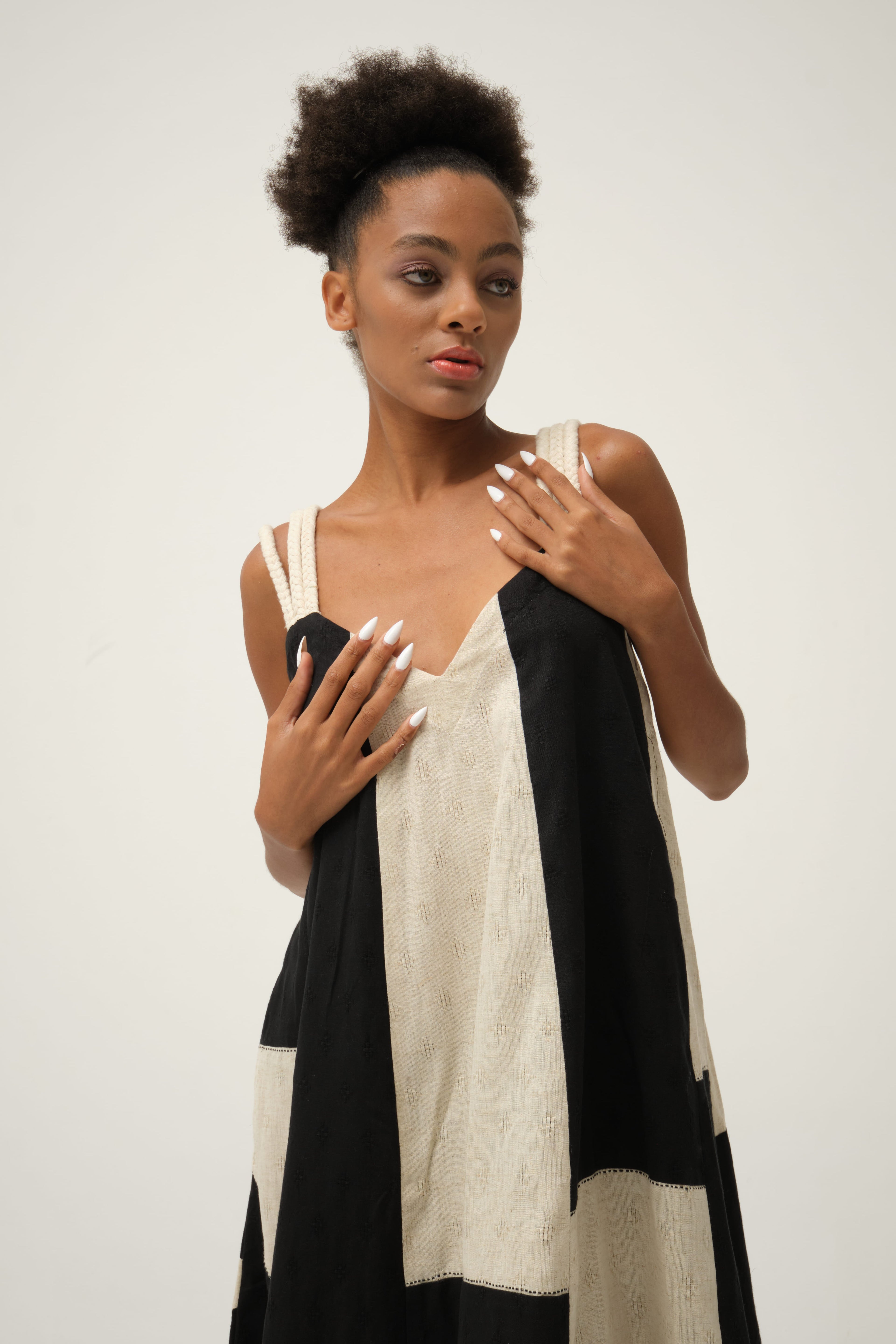 Black Charlie Dress in handwoven Dobby Cotton by White Canvas - Image 4