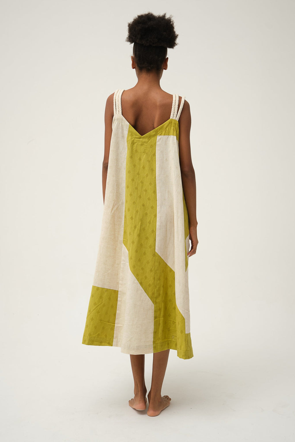 Green Charlie Dress in handwoven Dobby Cotton by White Canvas - Image 3