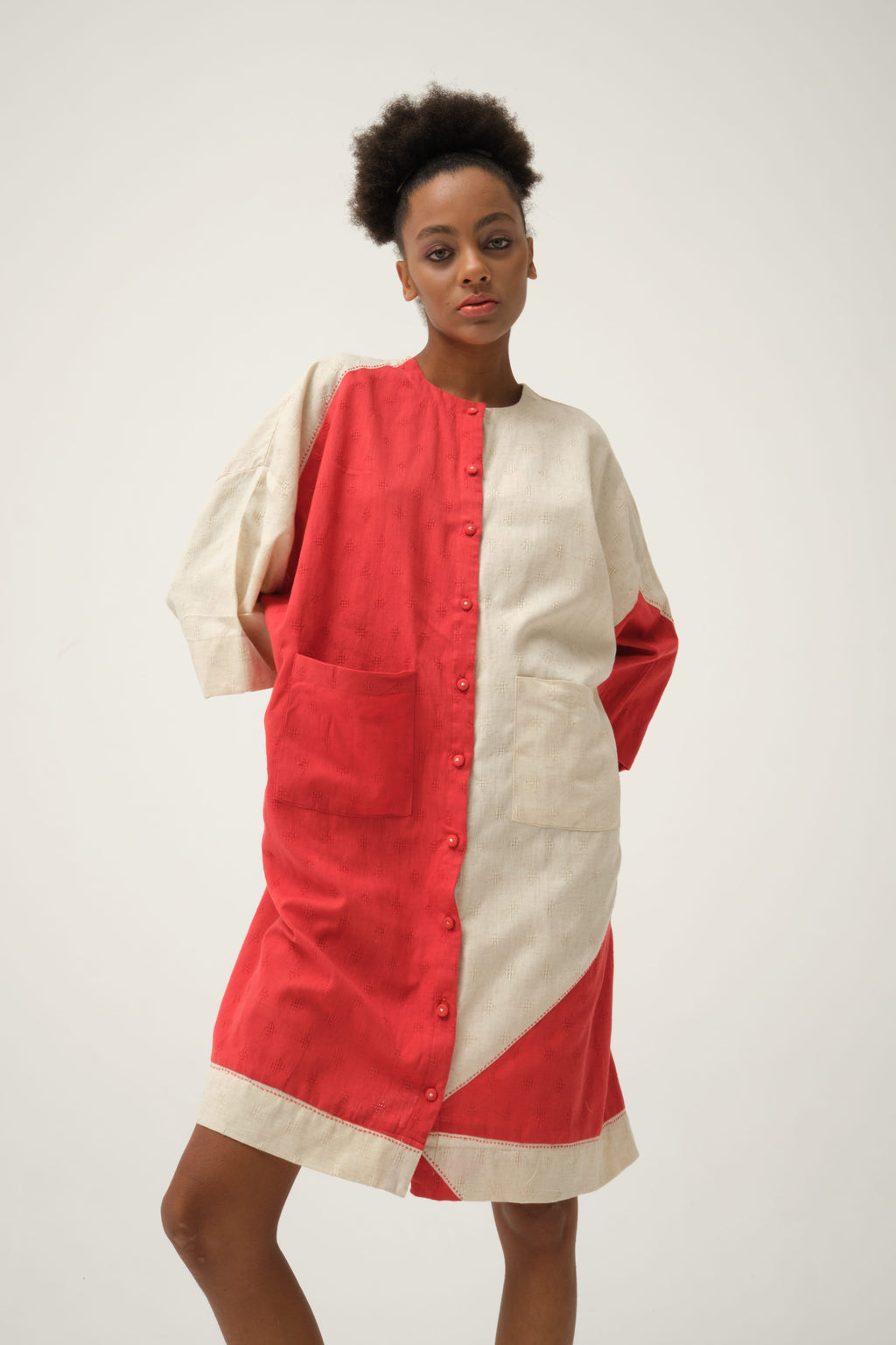 Red Casper Jacket in handwoven Dobby Cotton by White Canvas - Image 1