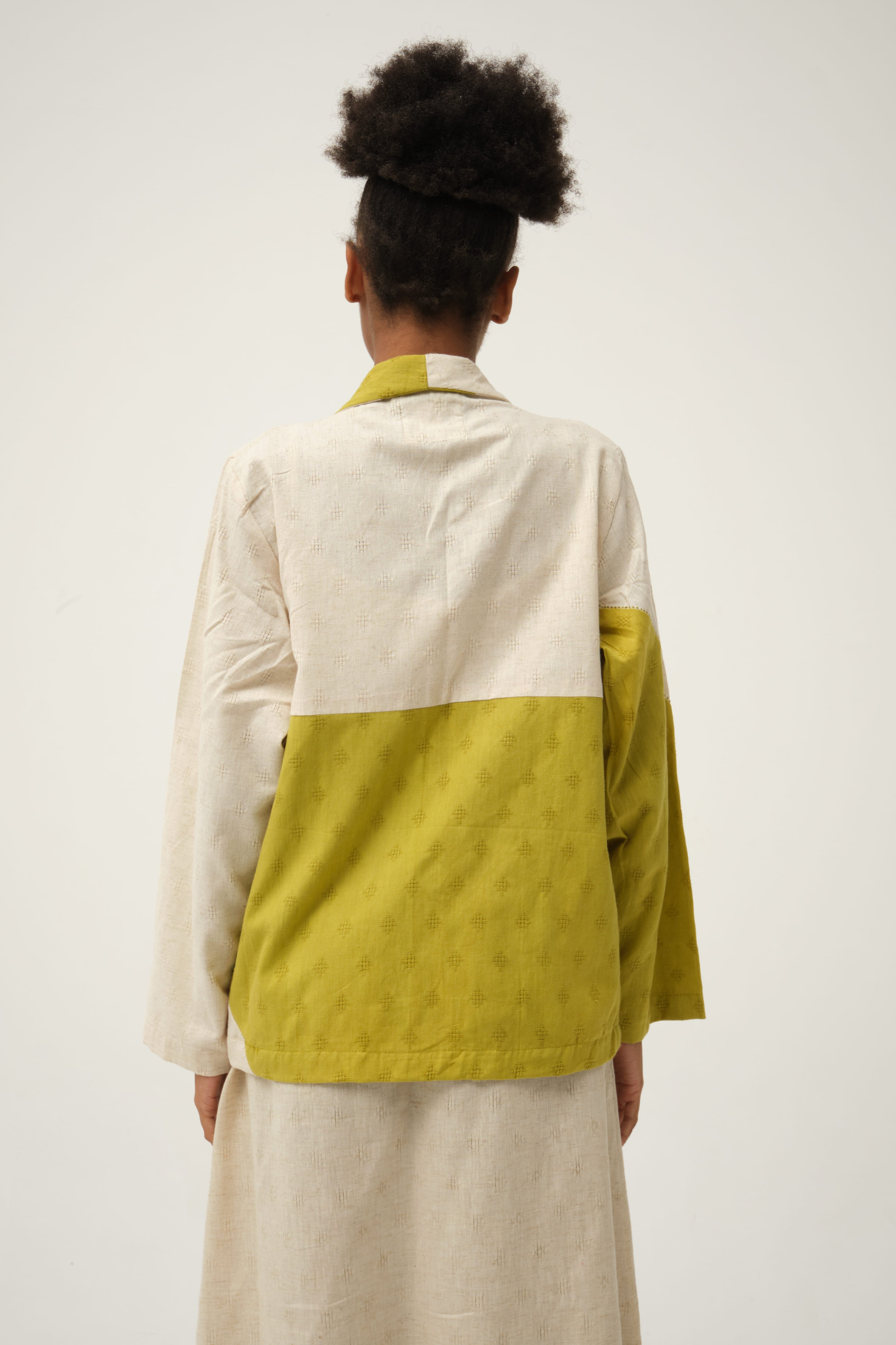 Green Dora Jacket in handwoven Dobby Cotton by White Canvas - Image 3