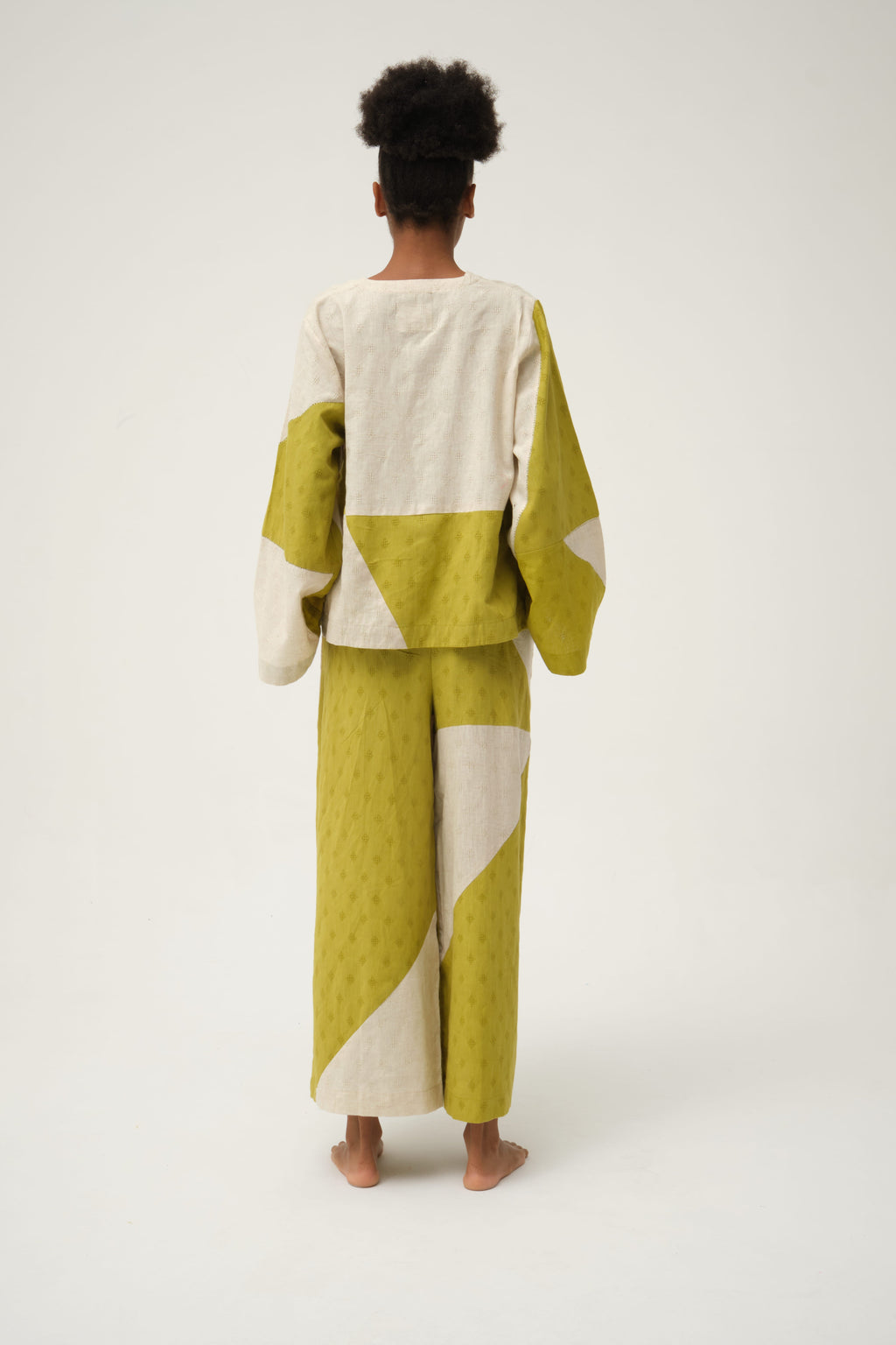 Green Daffy Top in handwoven Dobby Cotton by White Canvas - Image 3