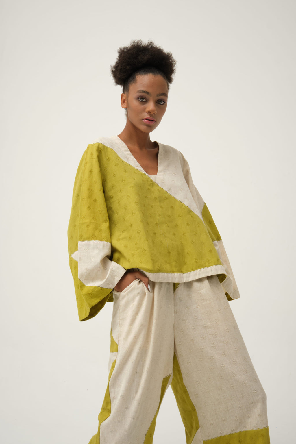 Green Daffy Top in handwoven Dobby Cotton by White Canvas - Image 5