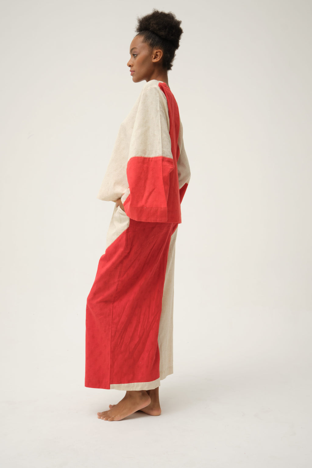 Red Daffy Top in handwoven Dobby Cotton by White Canvas - Image 2