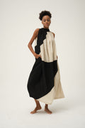 Black Flintstone Dress in handwoven Dobby Cotton by White Canvas - Image 1
