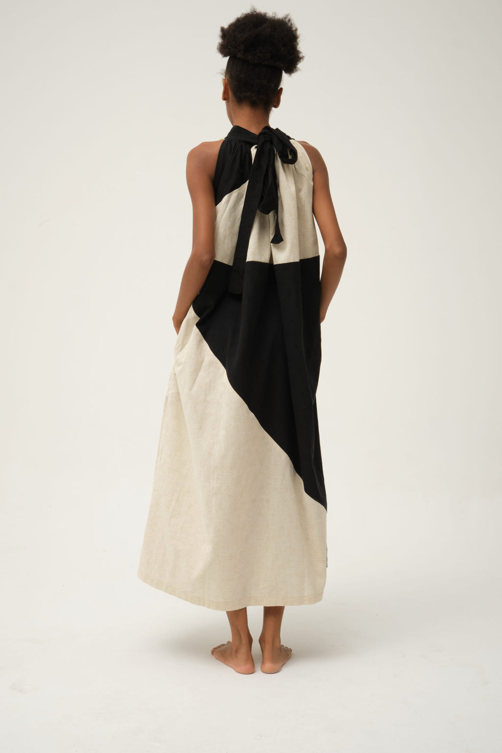 Black Flintstone Dress in handwoven Dobby Cotton by White Canvas - Image 3