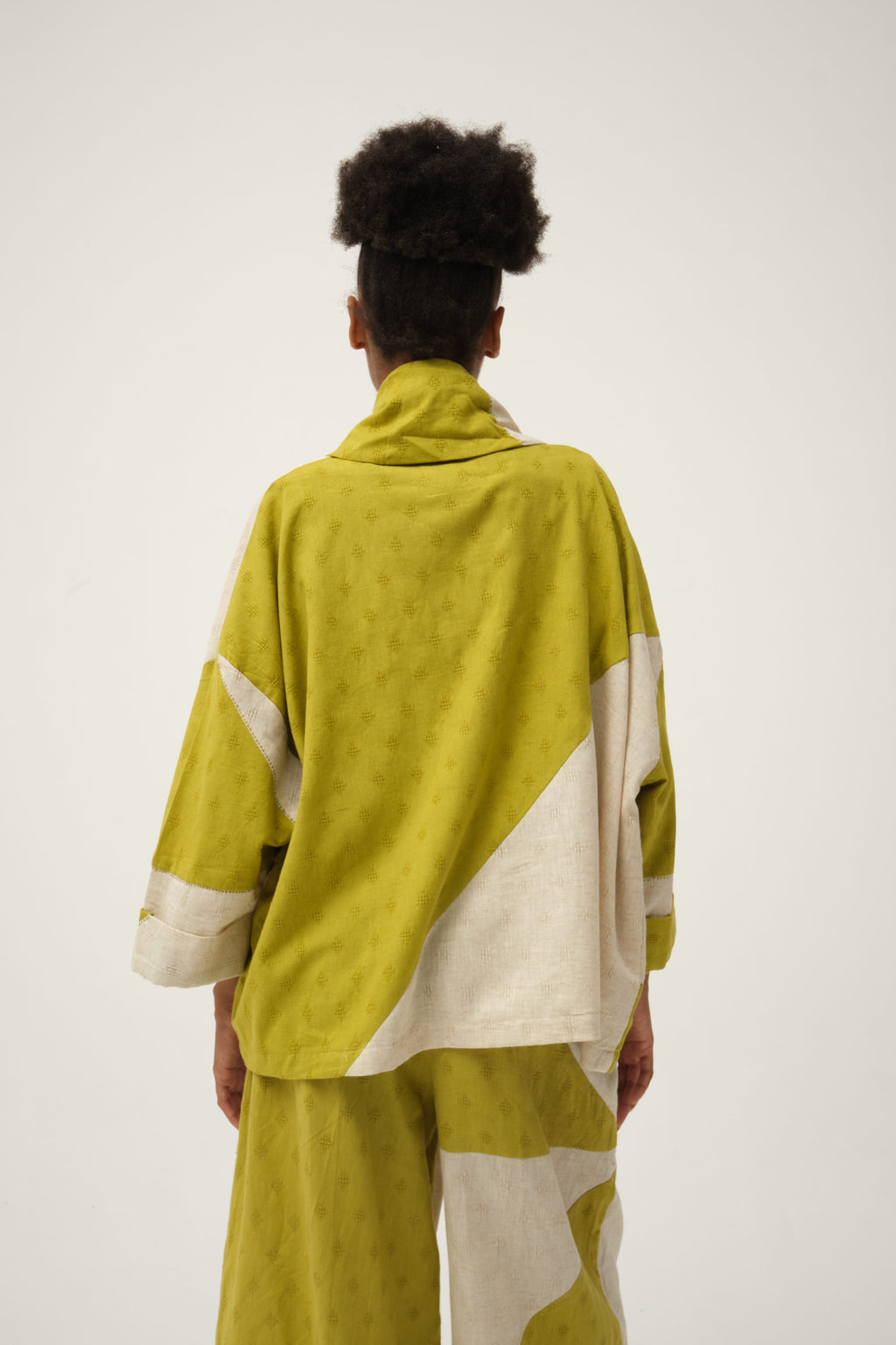 Green Goofy Jacket in handwoven Dobby Cotton by White Canvas - Image 3
