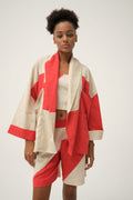 Red Goofy Jacket in handwoven Dobby Cotton by White Canvas - Image 1