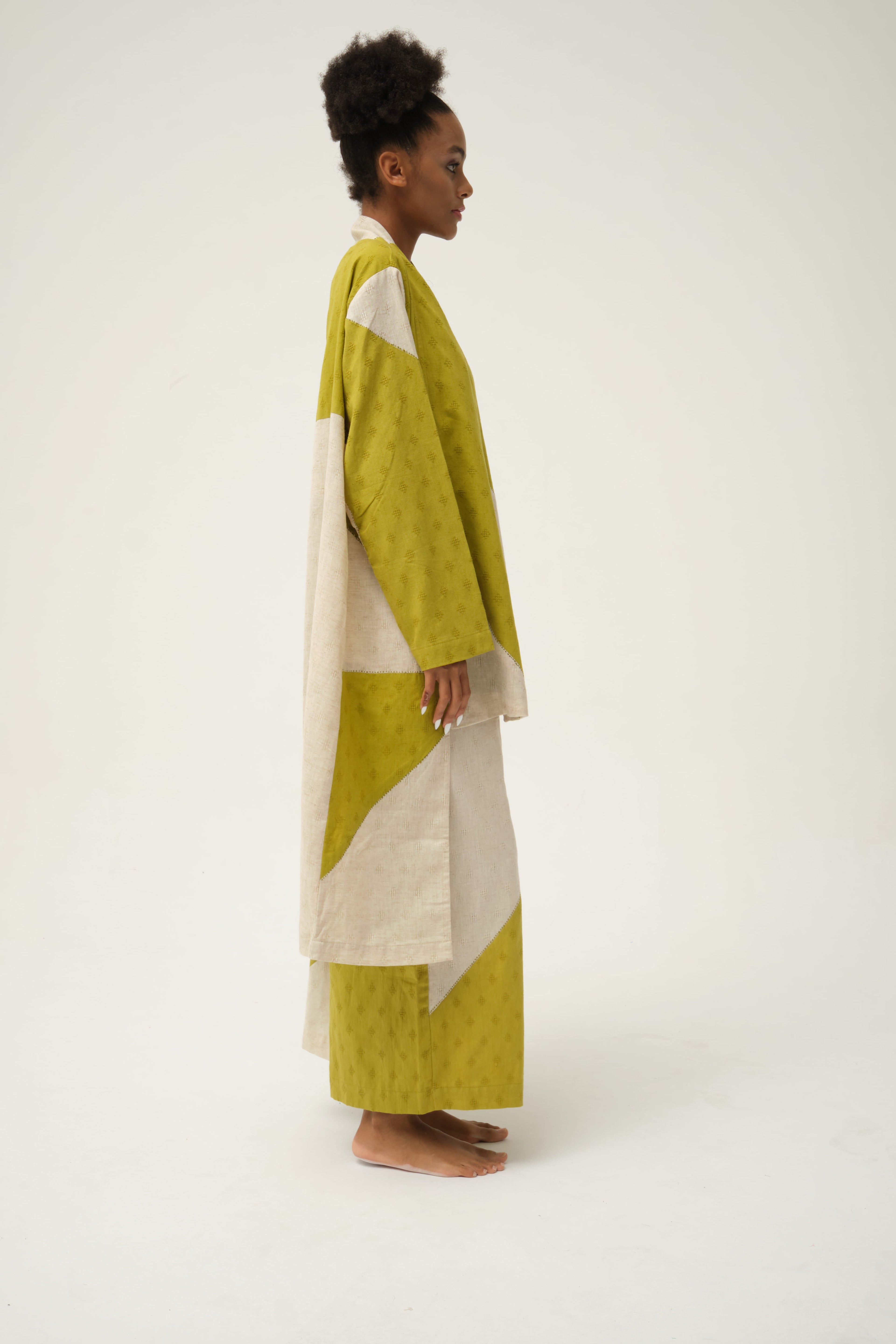 Green Jerry Jacket in handwoven Dobby Cotton by White Canvas - Image 2