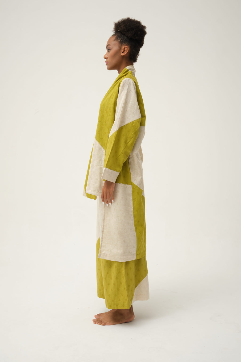 Green Jerry Jacket in handwoven Dobby Cotton by White Canvas - Image 3