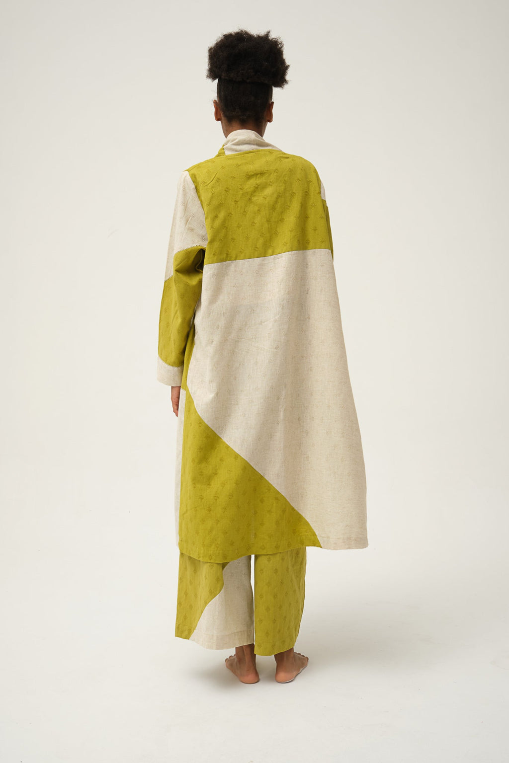 Green Jerry Jacket in handwoven Dobby Cotton by White Canvas - Image 4