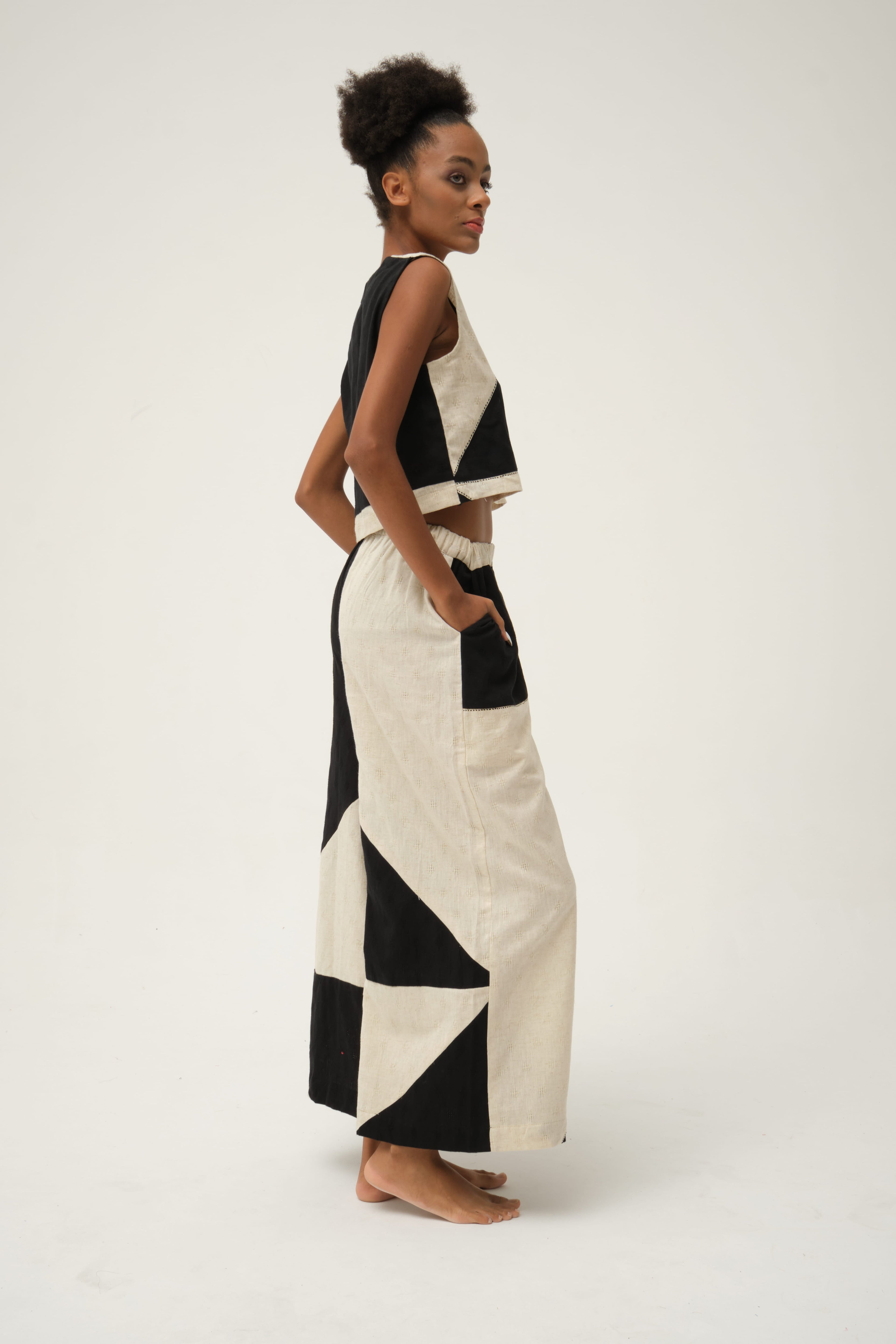 Black Jerry Pants in handwoven Dobby Cotton by White Canvas - Image 2