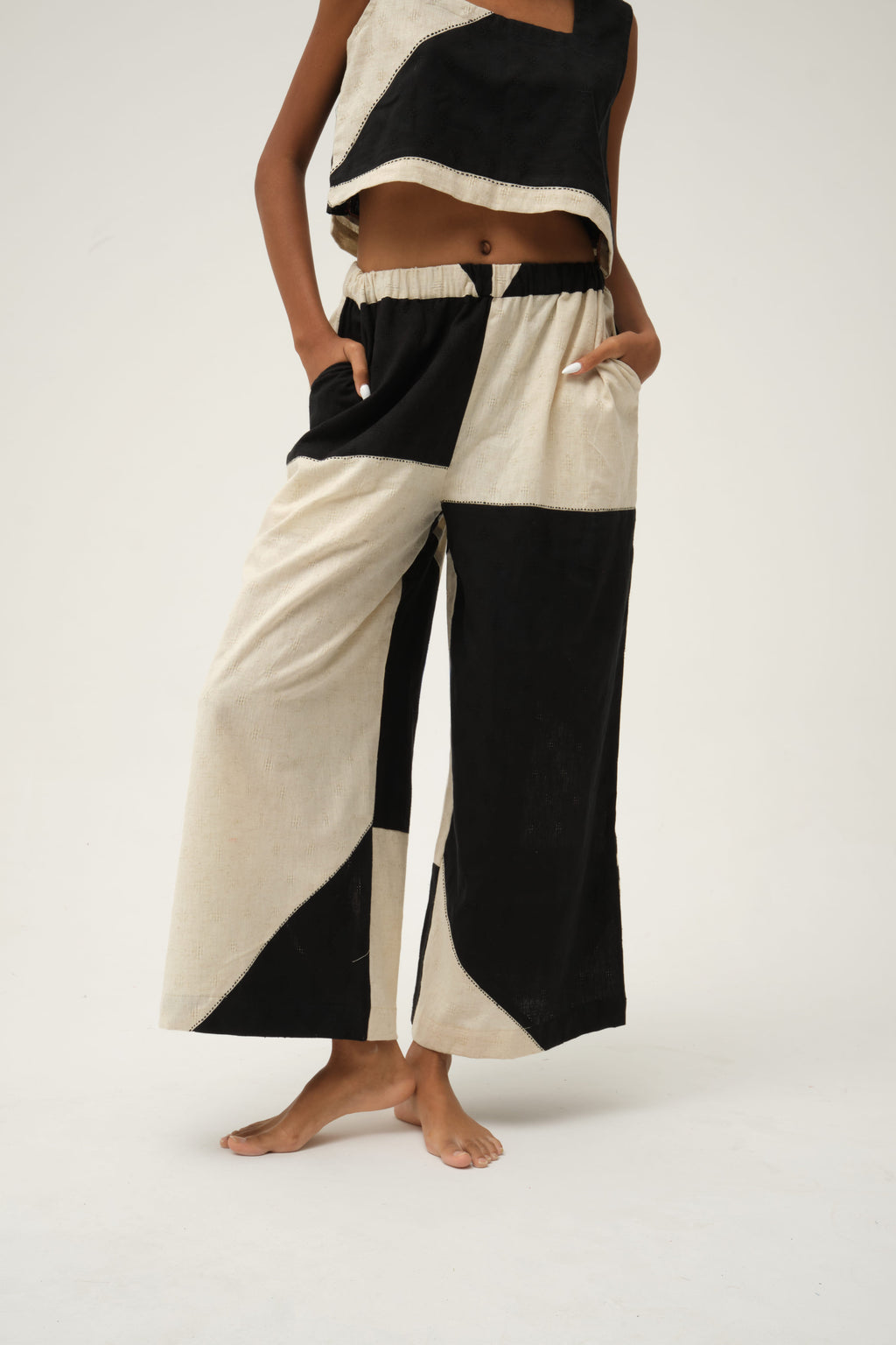 Black Jerry Pants in handwoven Dobby Cotton by White Canvas - Image 3