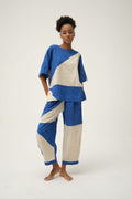 Blue Mickey Pants in handwoven Dobby Cotton by White Canvas - Image 1