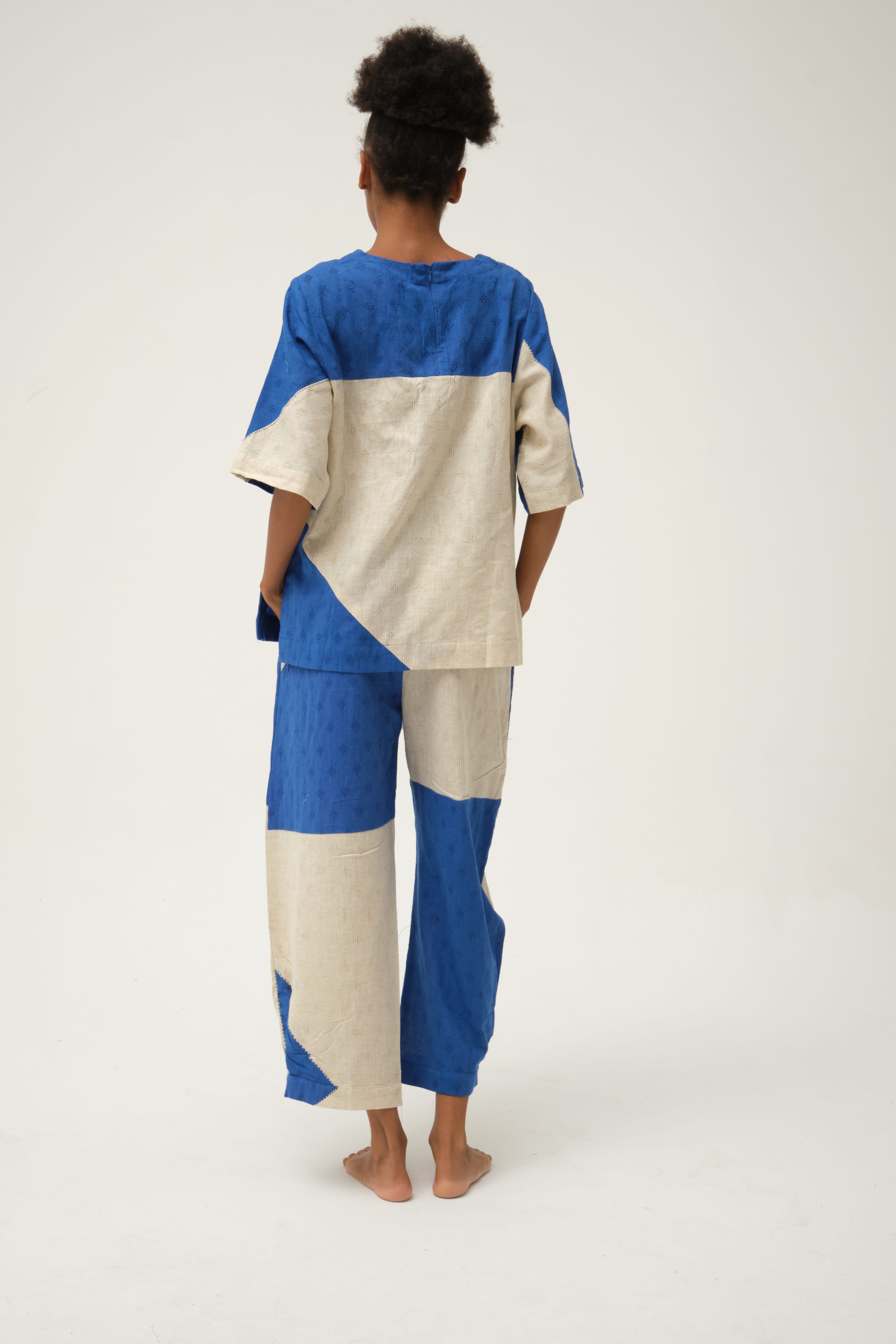 Blue Mickey Set in handwoven Dobby Cotton by White Canvas - Image 3