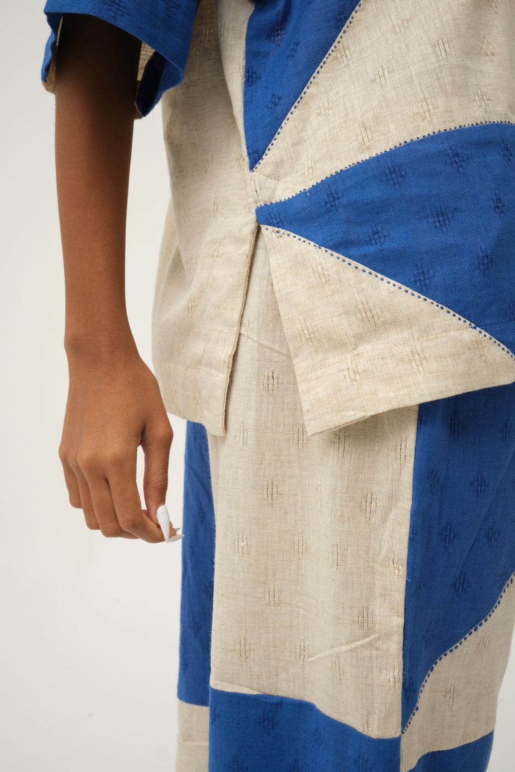 Blue Mickey Set in handwoven Dobby Cotton by White Canvas - Image 5