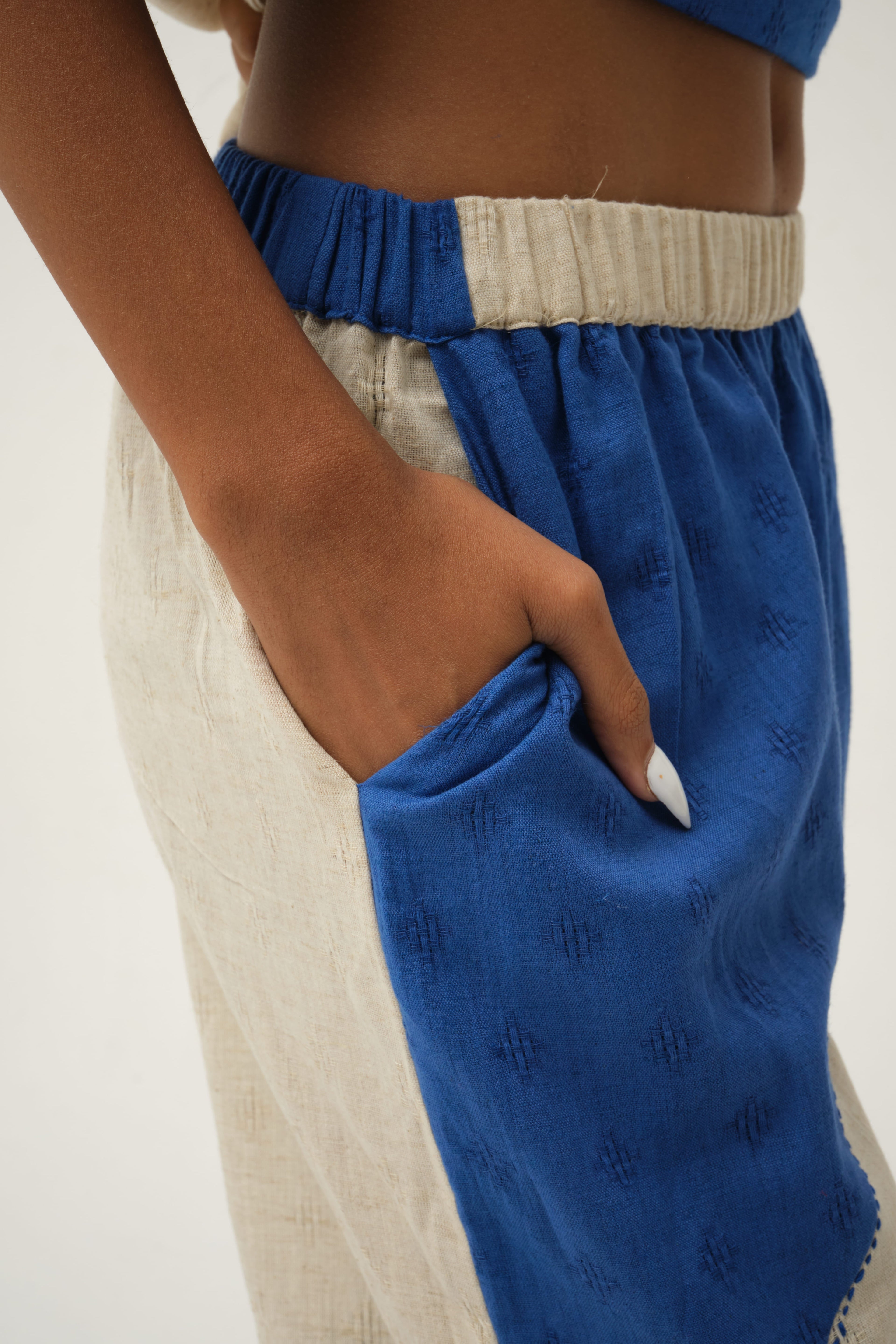 Blue Mickey Set in handwoven Dobby Cotton by White Canvas - Image 6