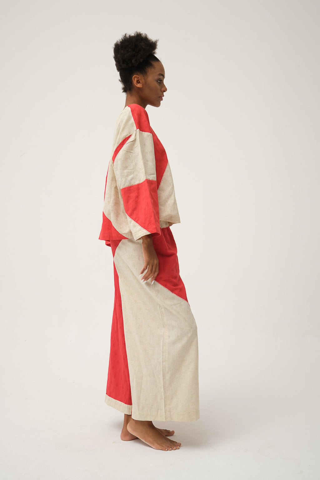 Red Mickey Top in handwoven Dobby Cotton by White Canvas - Image 3