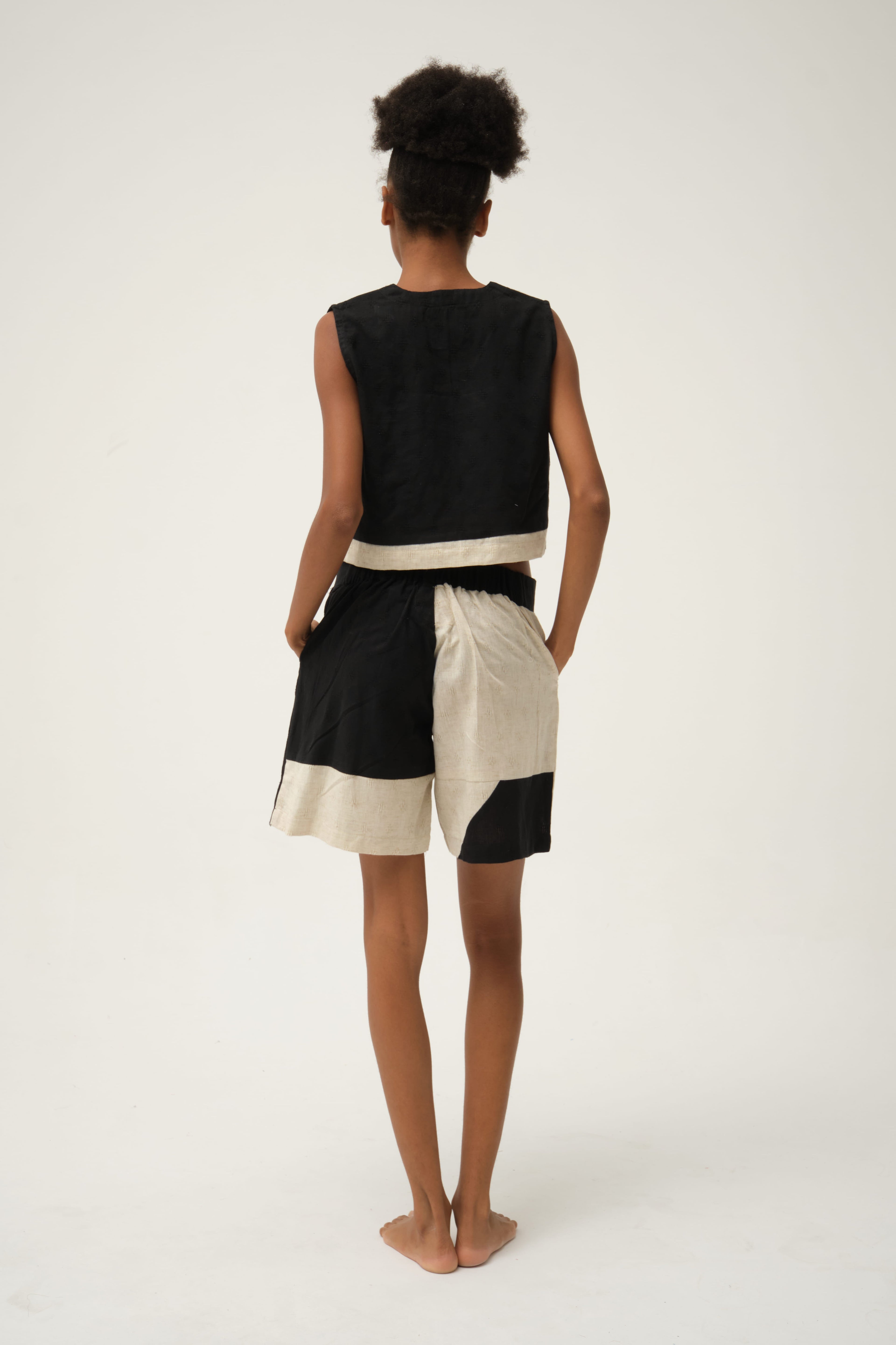 Black Popeye Shorts in handwoven Dobby Cotton by White Canvas - Image 3