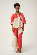 Red Pluto Set in handwoven Dobby Cotton by White Canvas - Image 1