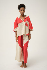 Red Pluto Set in handwoven Dobby Cotton by White Canvas - Image 1