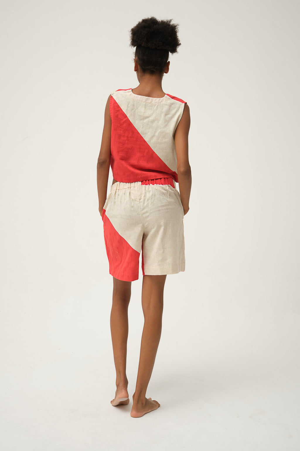 Red Popeye Shorts in handwoven Dobby Cotton by White Canvas - Image 3