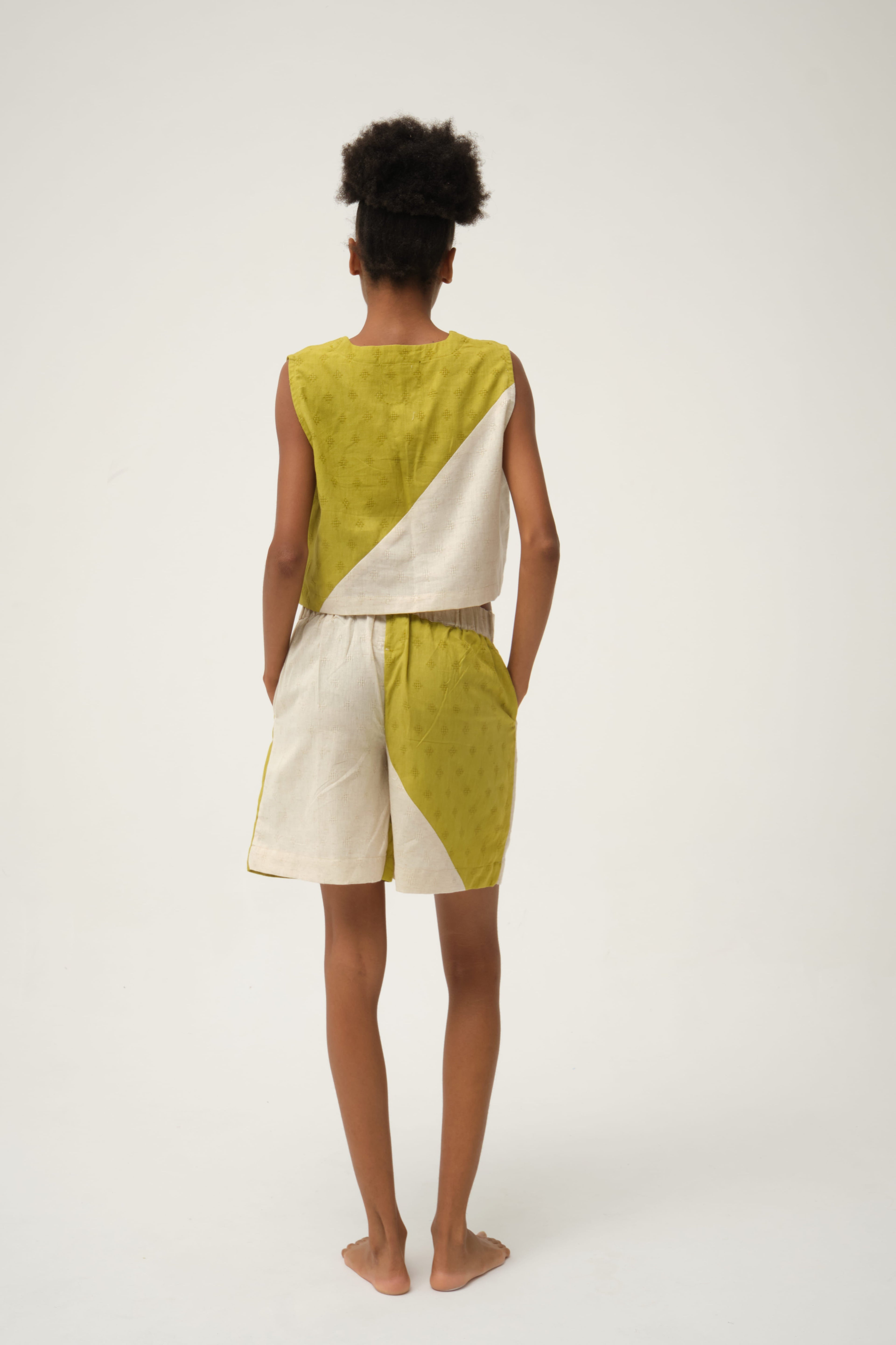 Green Popeye Top in handwoven Dobby Cotton by White Canvas - Image 2